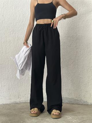 ZR Keten Straight Pantolon - Siyah