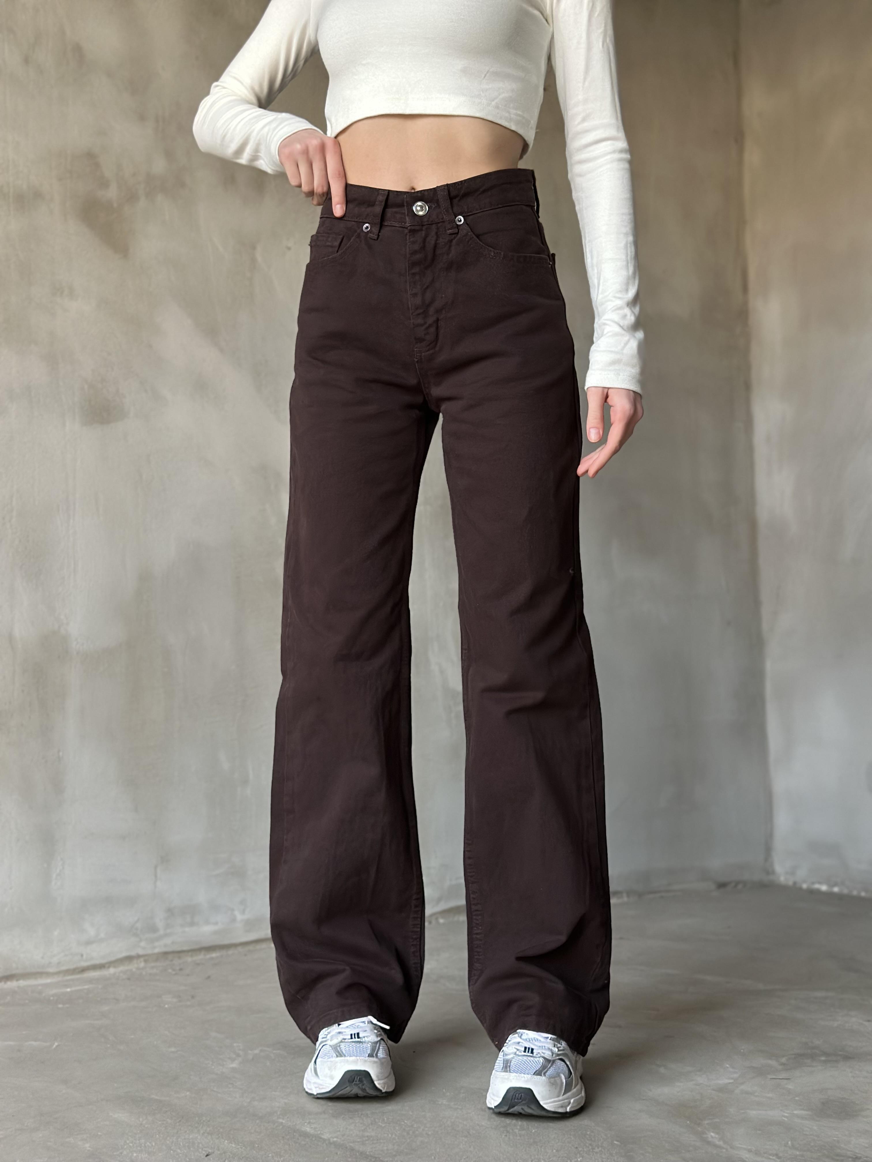 Acı Kahverengi Straight Fit Bol Paça Jean - Dominatrend