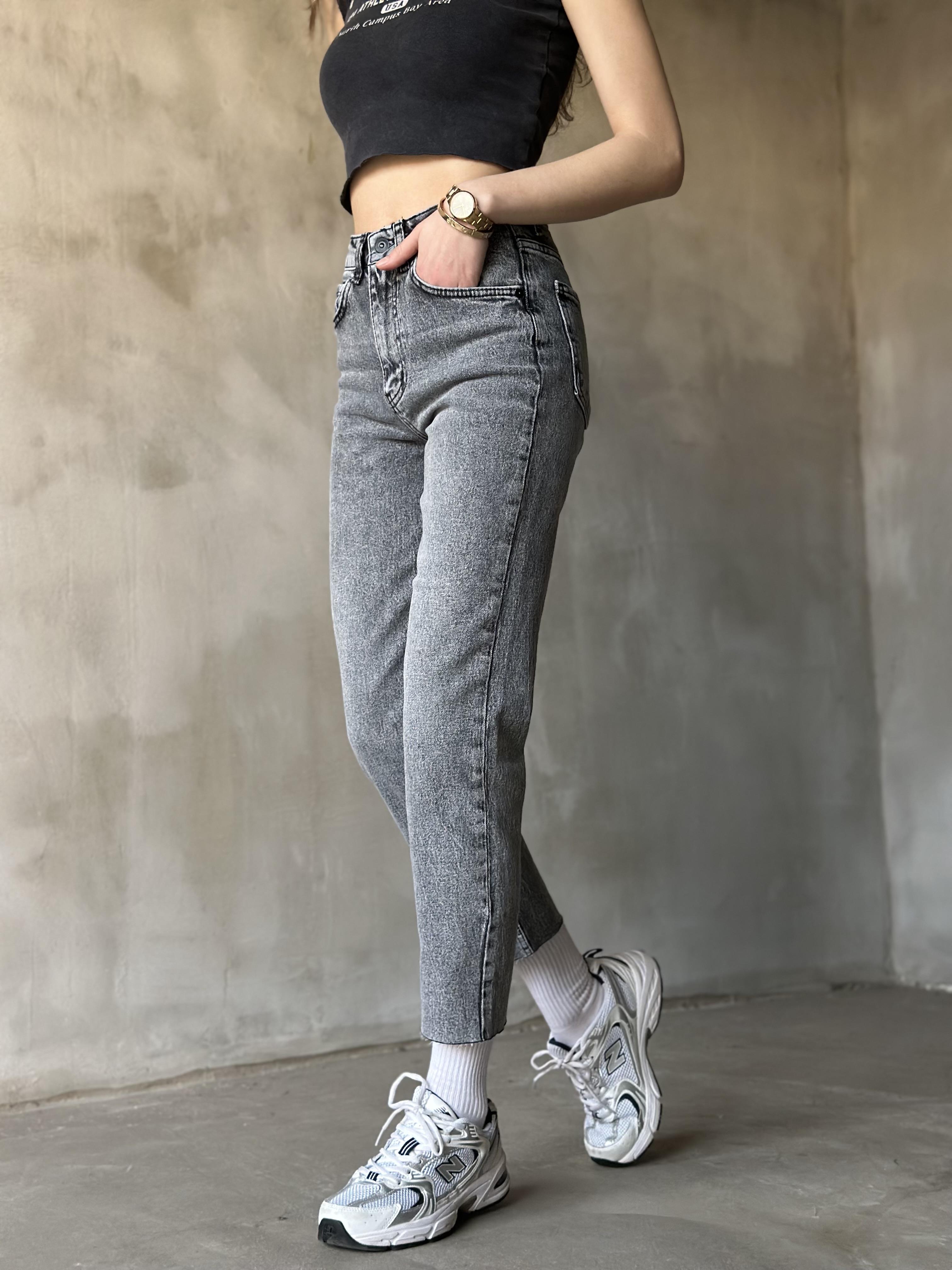 Antrasit Kesik Paça Boyfit Jean - Dominatrend