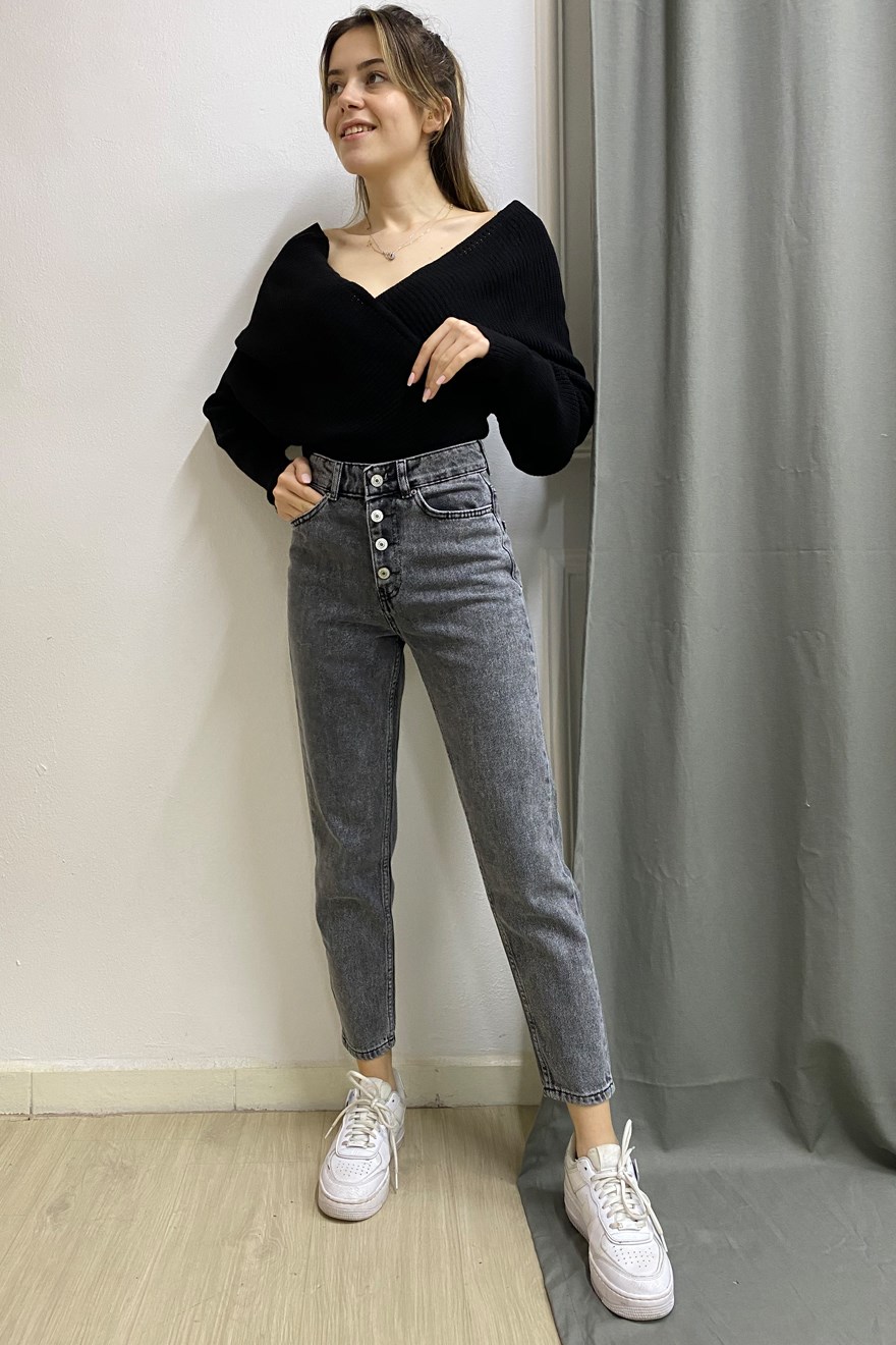 Antrasit Mom Jean - Dominatrend
