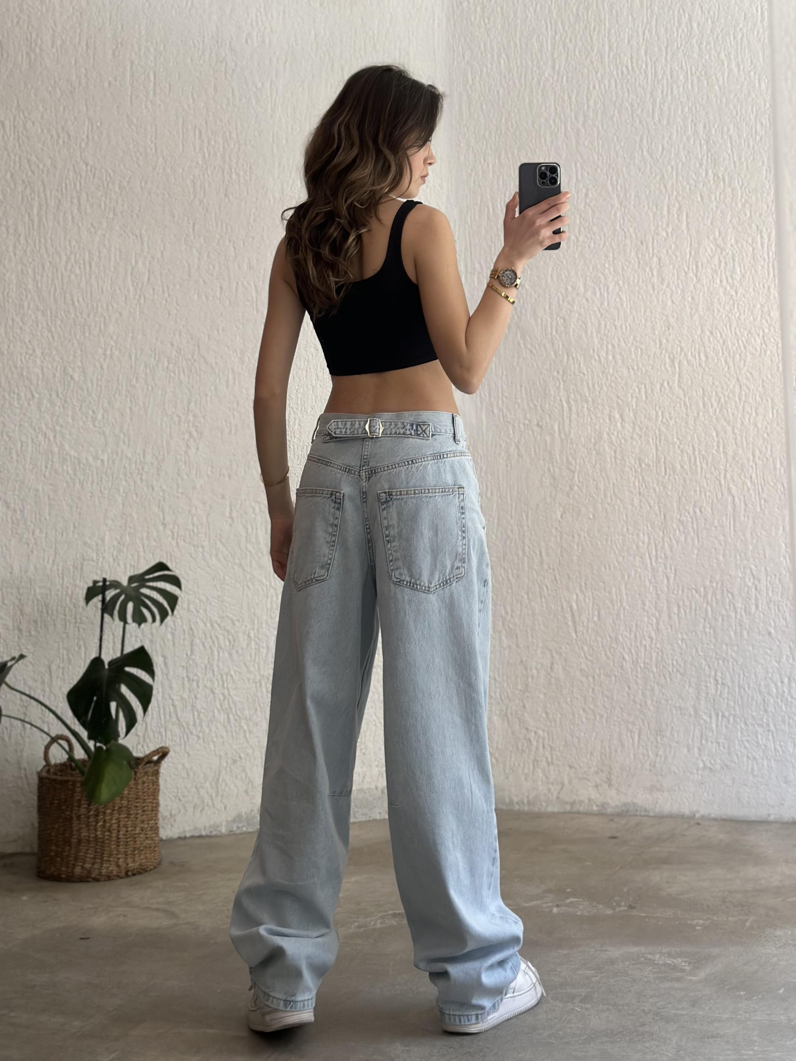 Ayarlanabilir Baggy Jean - Buz Mavi - Dominatrend