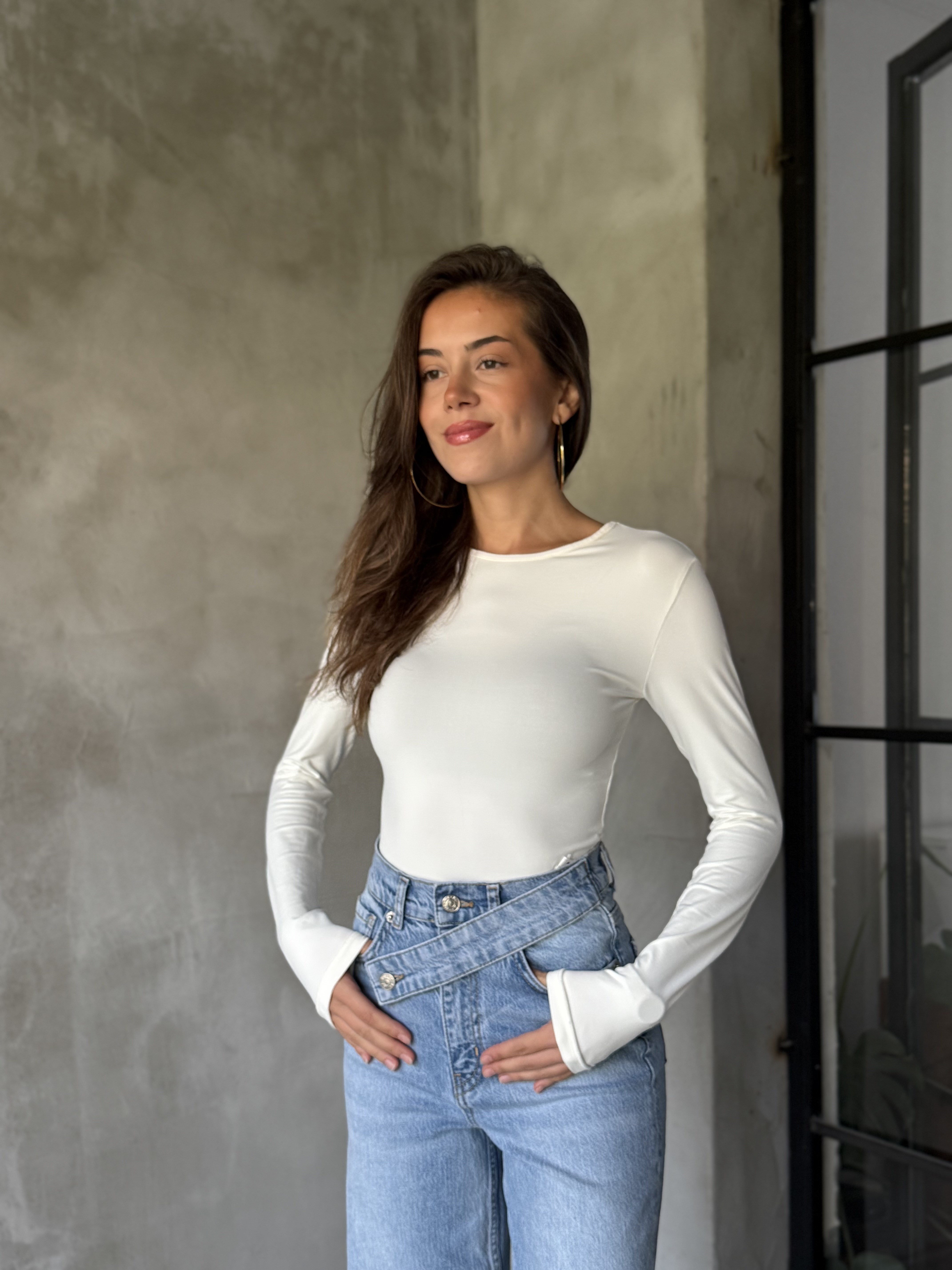 Basic Bodysuit - Beyaz - Dominatrend