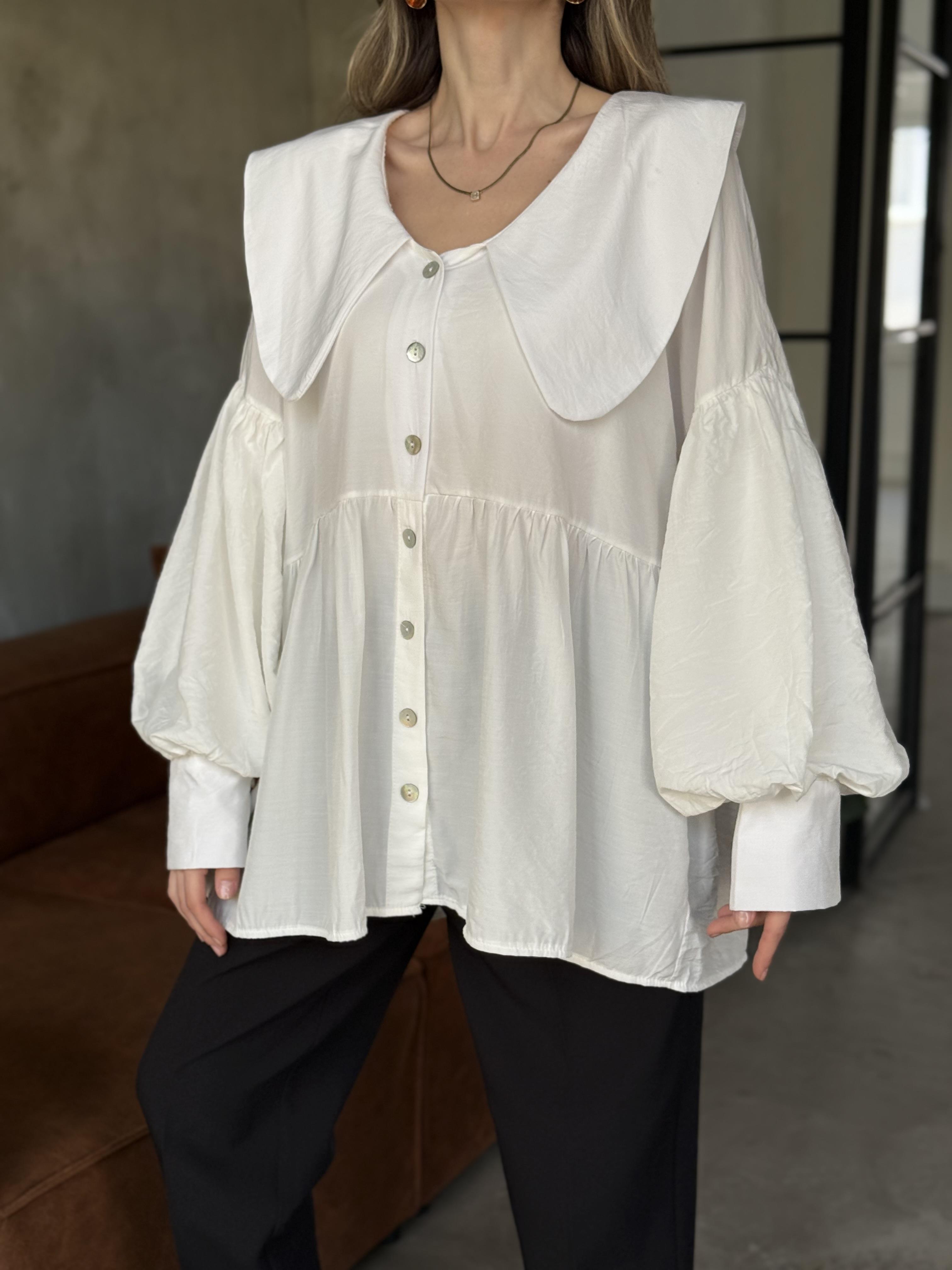 Bebe Yaka Tensel oversize Gömlek - Dominatrend