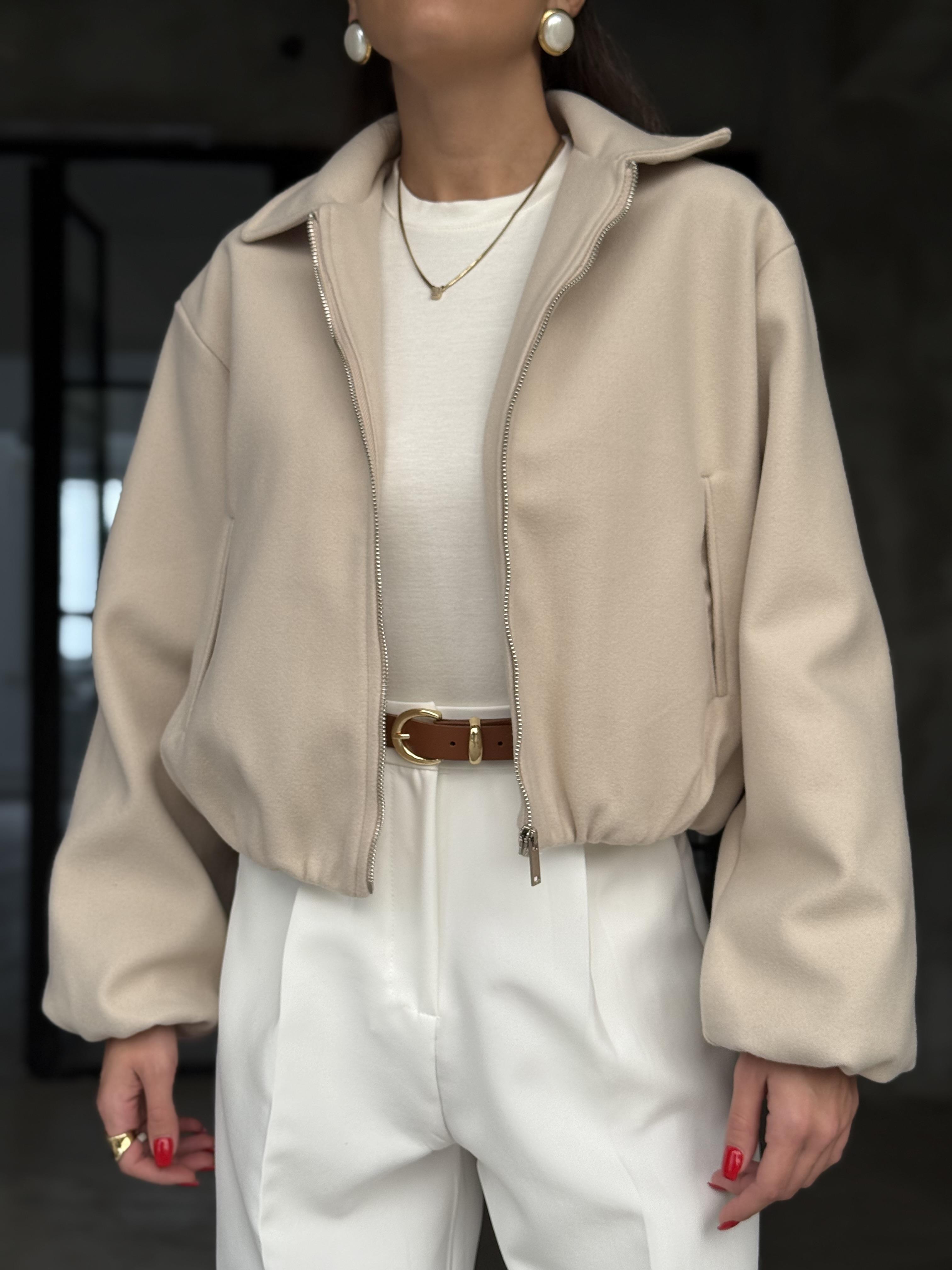 Bej Kaşe Bomber Ceket - Dominatrend