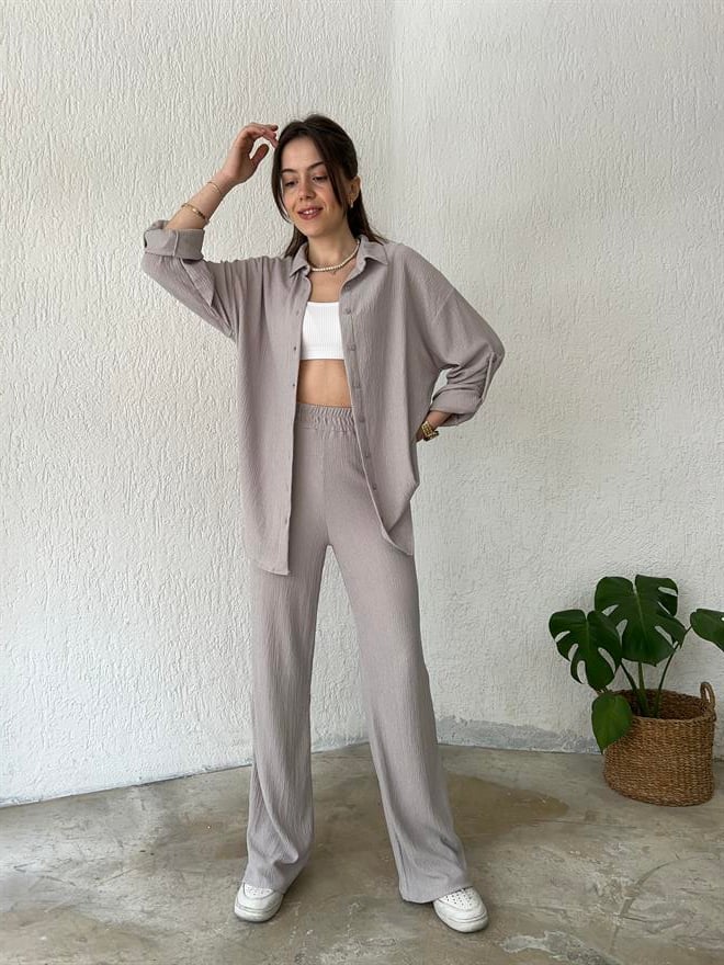 Bürümcük Gömek - Pantolon İkili Takım - Soft Lila - Dominatrend