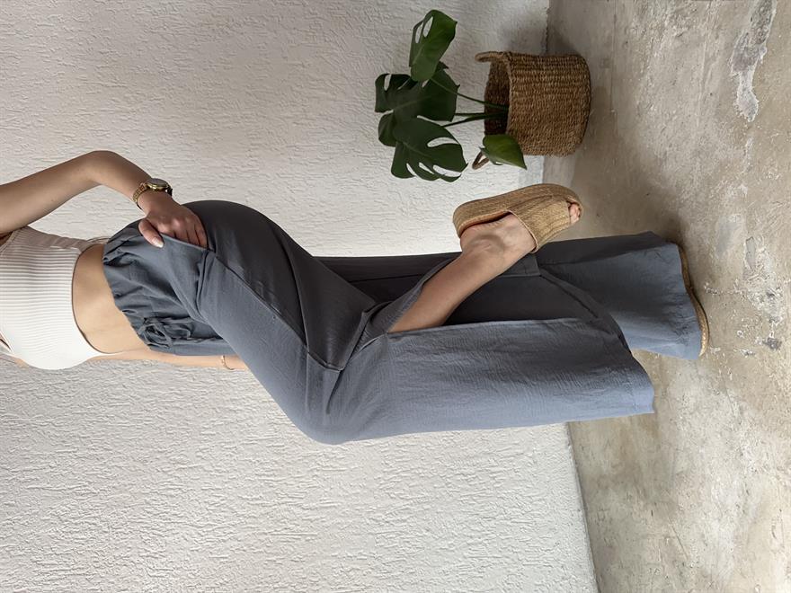 Dmn Collection Aerobin Yırtmaçlı Pantolon - Gri - Dominatrend