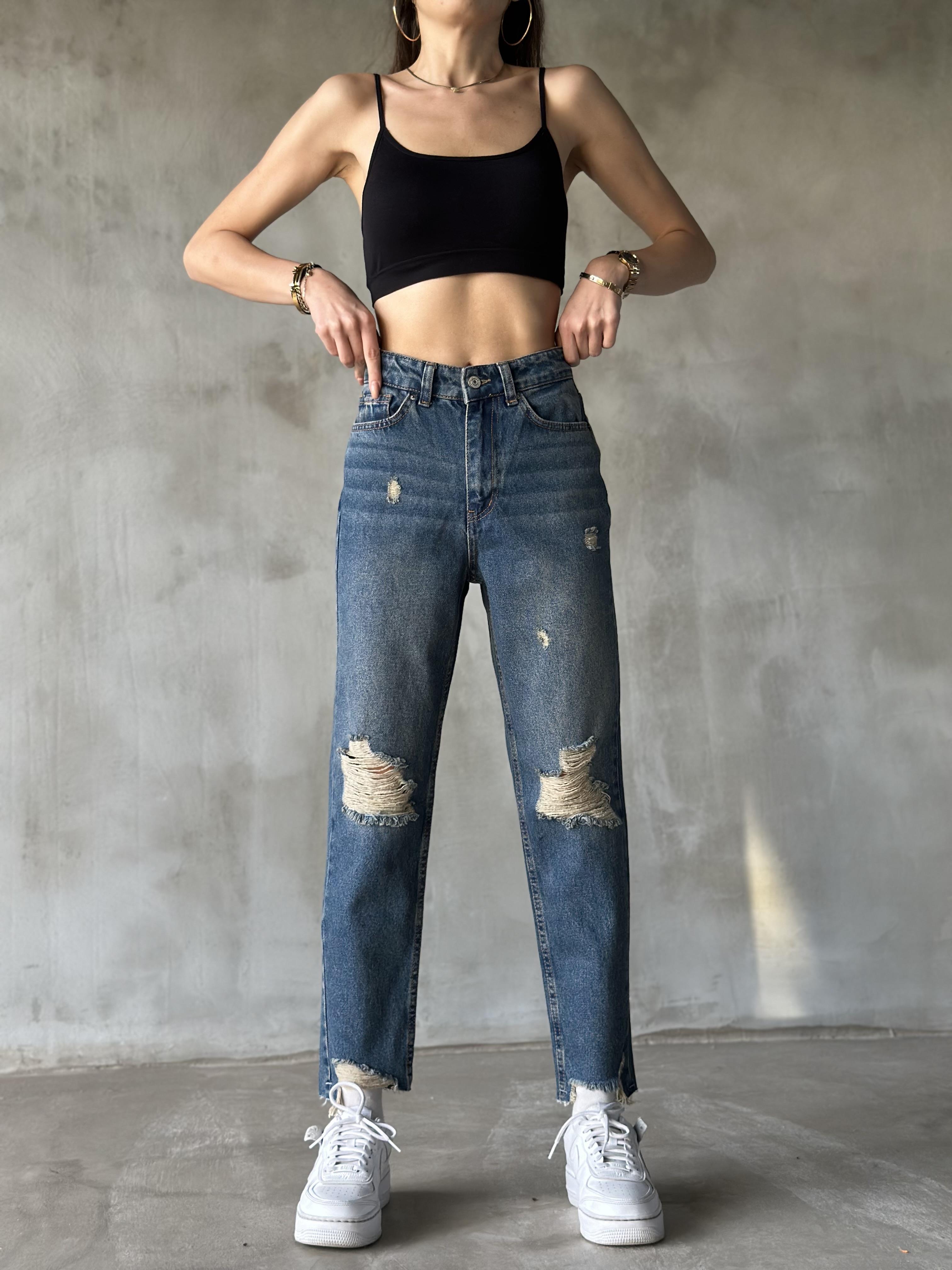 Eskitmeli Lazer Kesim Mom Jean  - Dominatrend