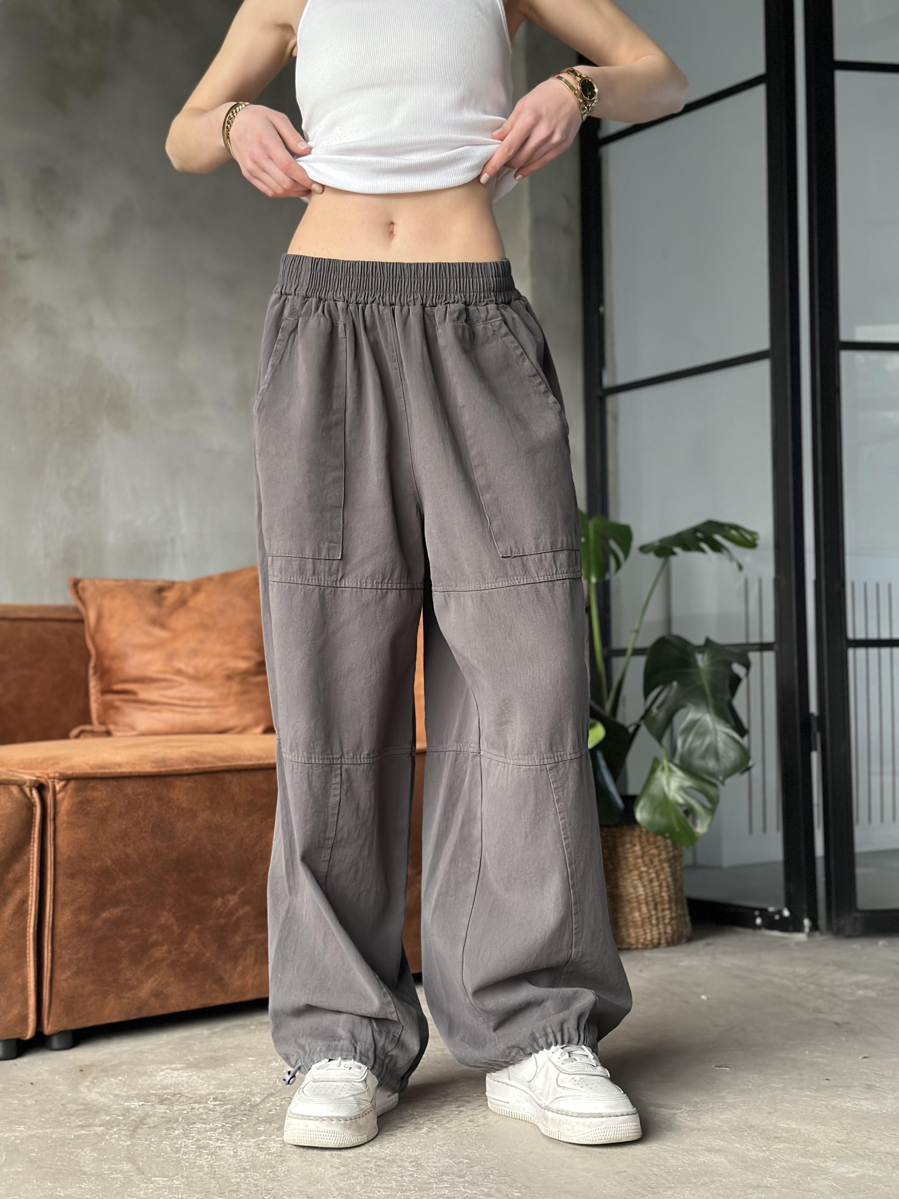 Gabardin Ayarlanabilir Paça Pantolon - Füme - Dominatrend