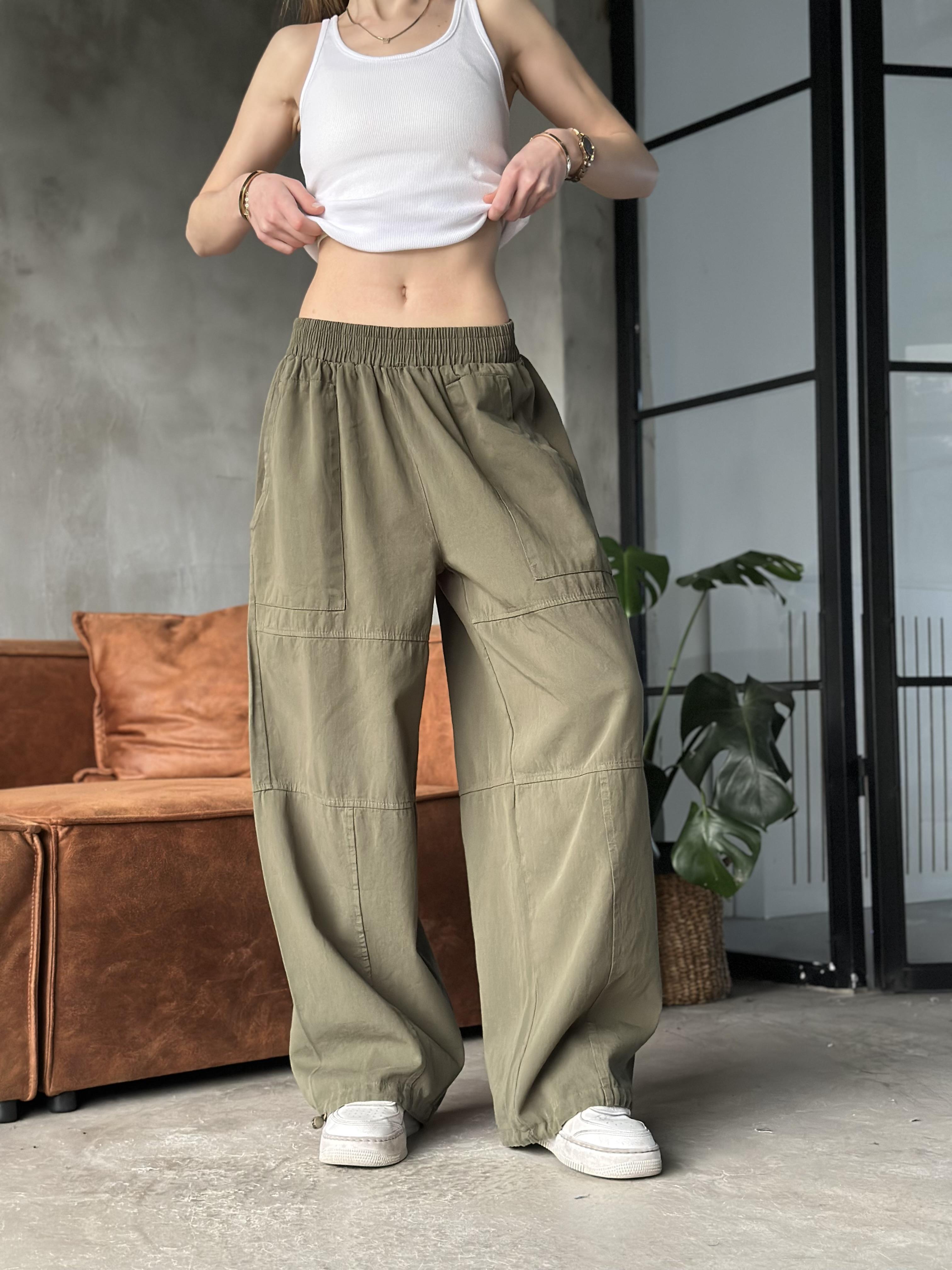 Gabardin Ayarlanabilir Paça Pantolon - Haki - Dominatrend