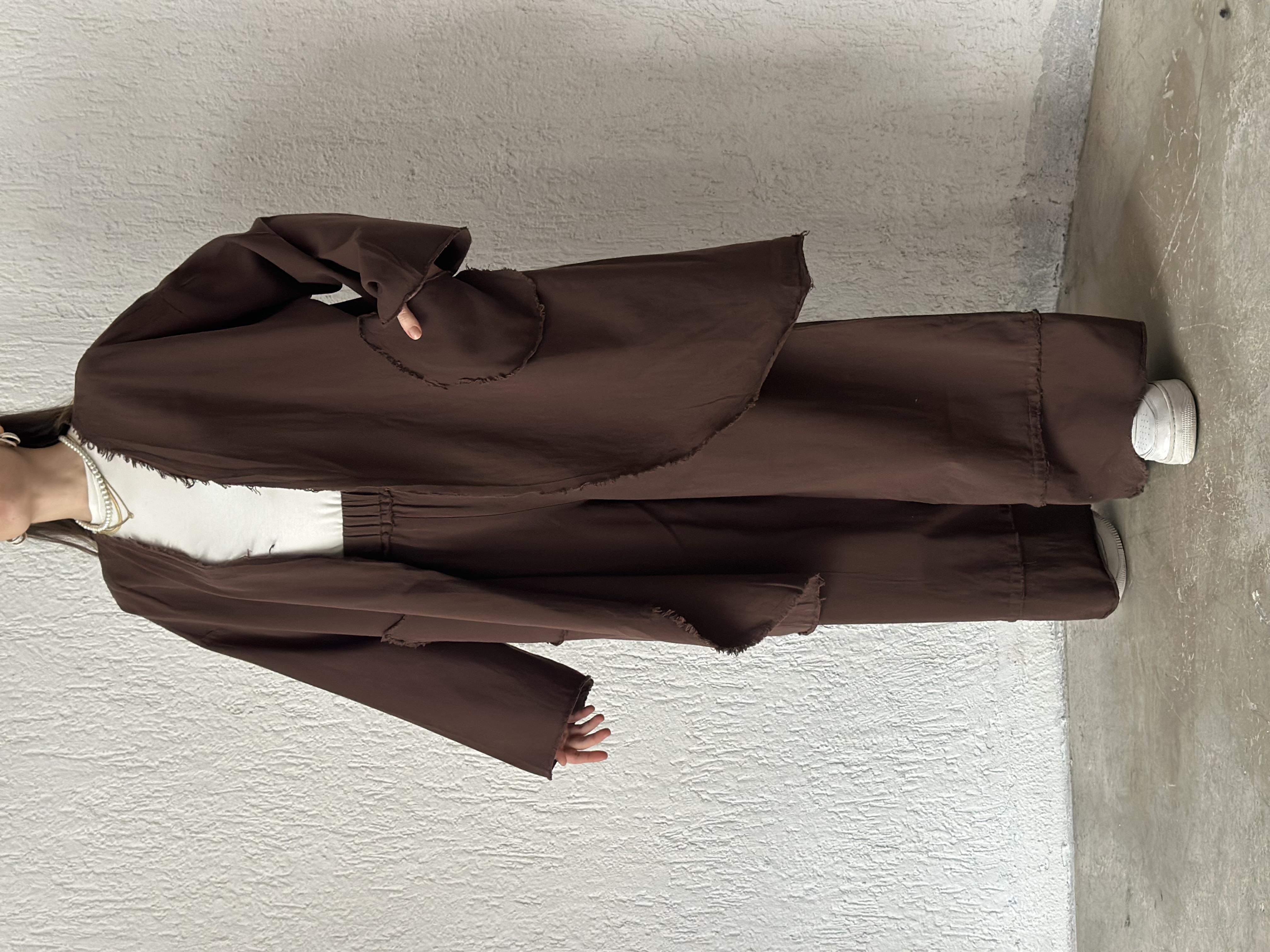Gabardin Kimono Pantolon İkili Takım - Kahverengi - Dominatrend