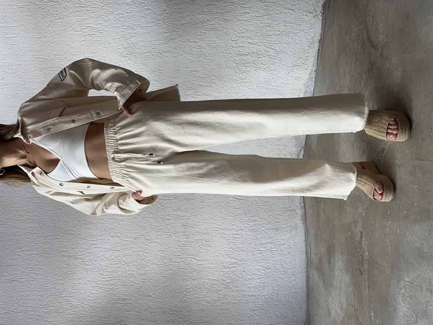 Gabardin Paça Kesik Pantolon - Bej - Dominatrend