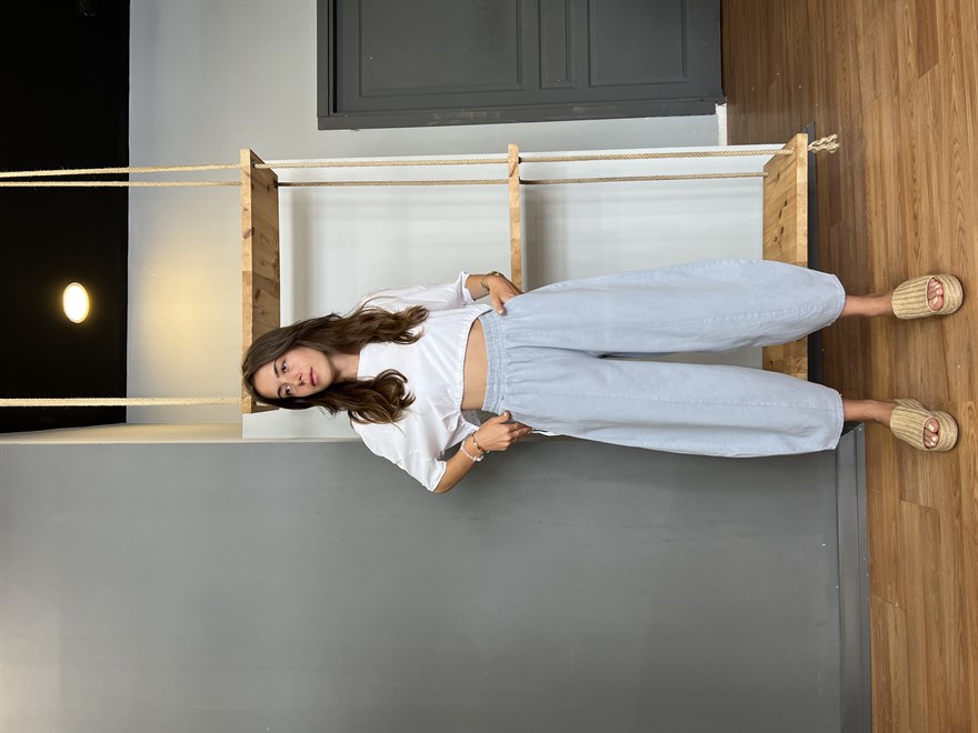 Gabardin Şalvar Pantolon - Açık Gri - Dominatrend