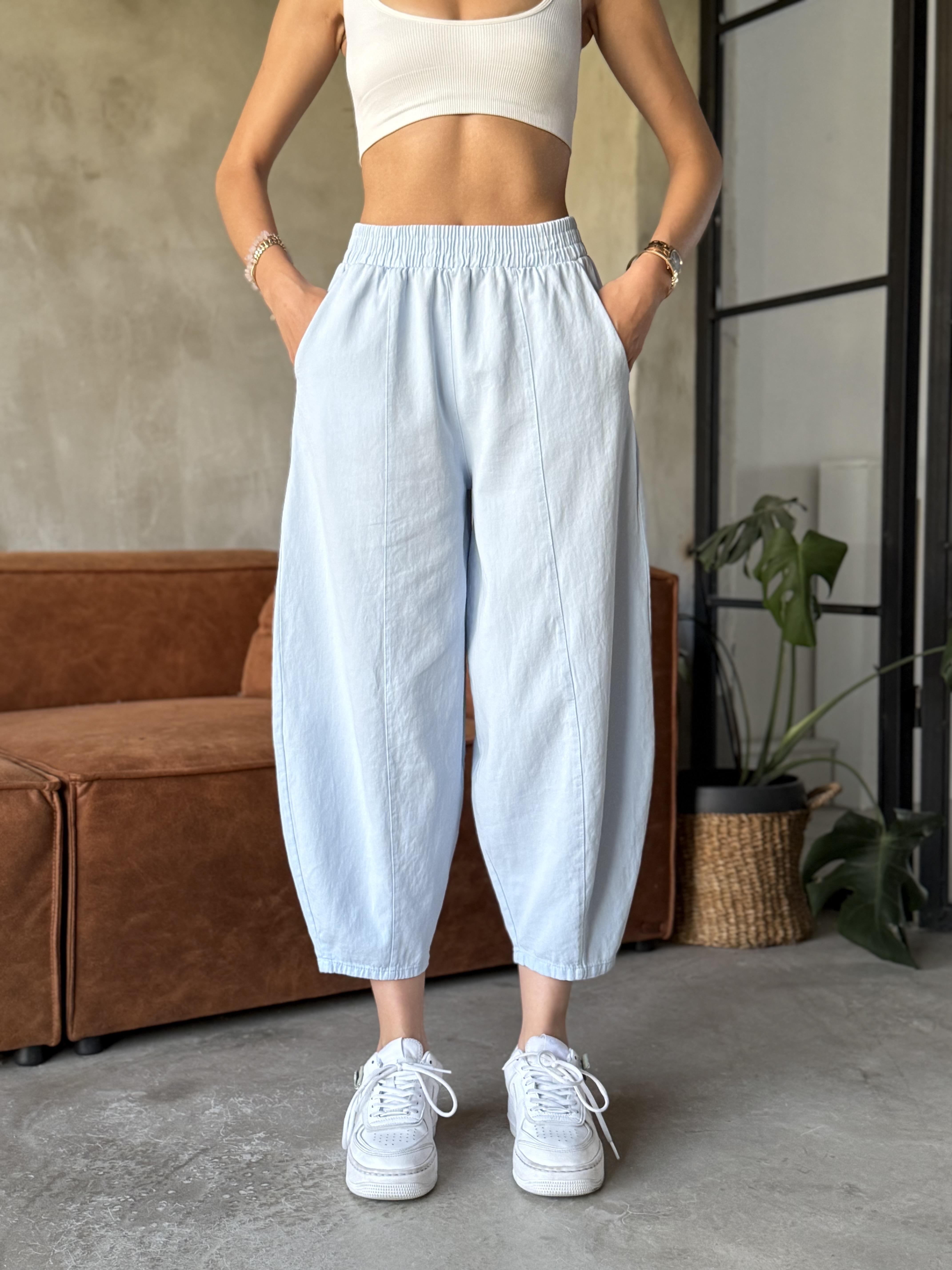 Gabardin Şalvar Pantolon - Bebek Mavisi - Dominatrend
