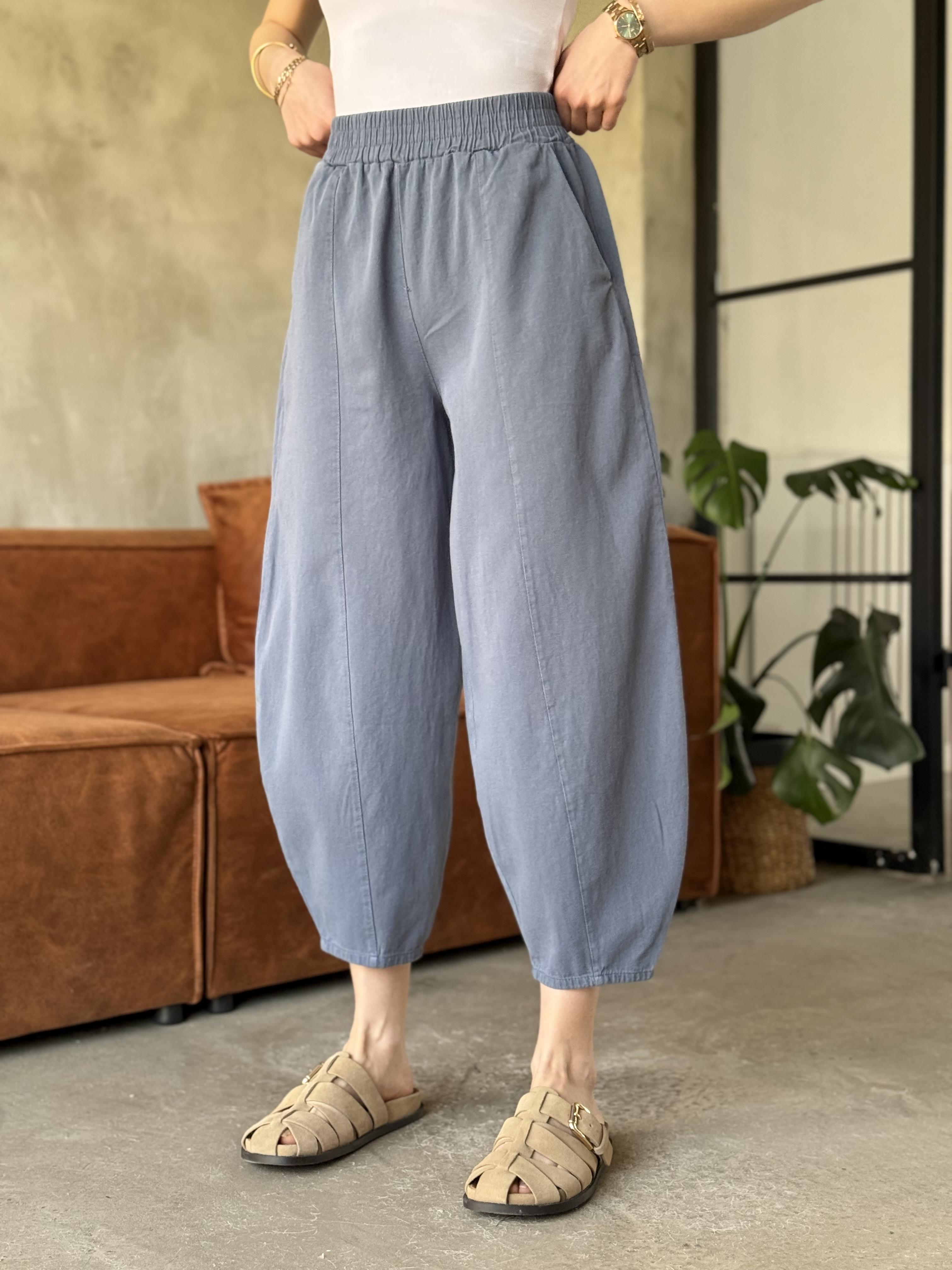Gabardin Şalvar Pantolon - İndigo - Dominatrend
