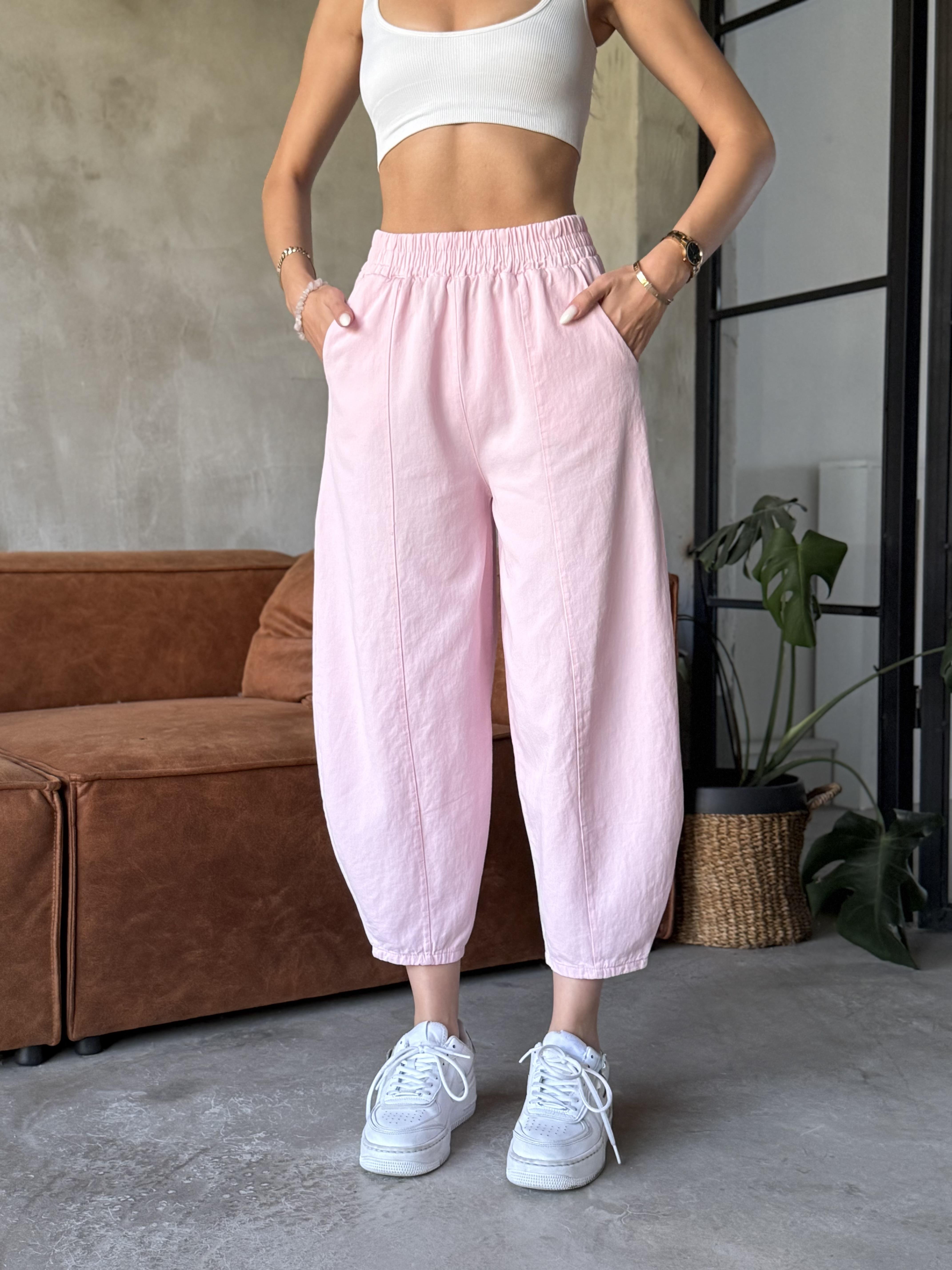 Gabardin Şalvar Pantolon - pembe - Dominatrend