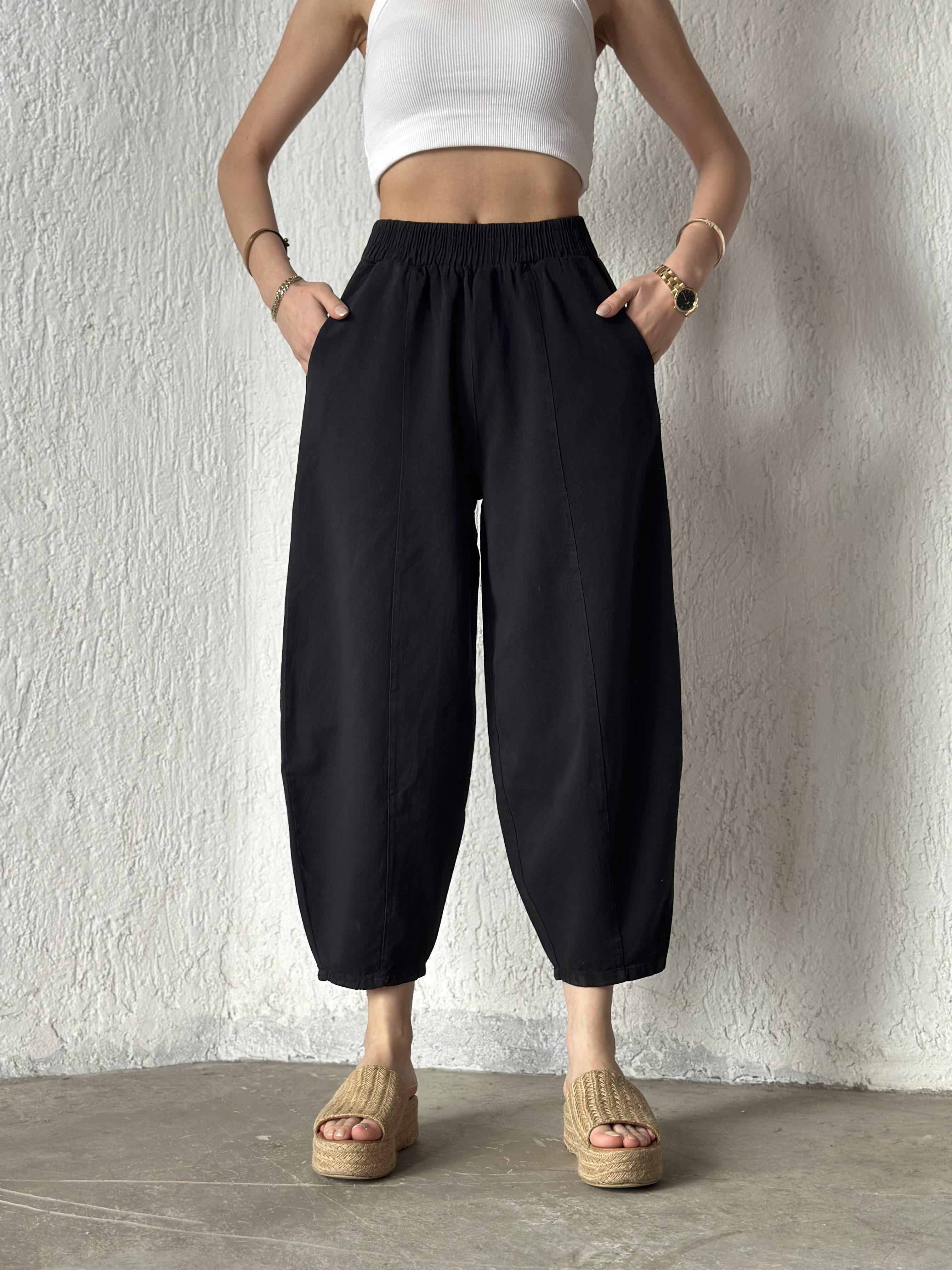 Gabardin Şalvar Pantolon - Siyah - Dominatrend