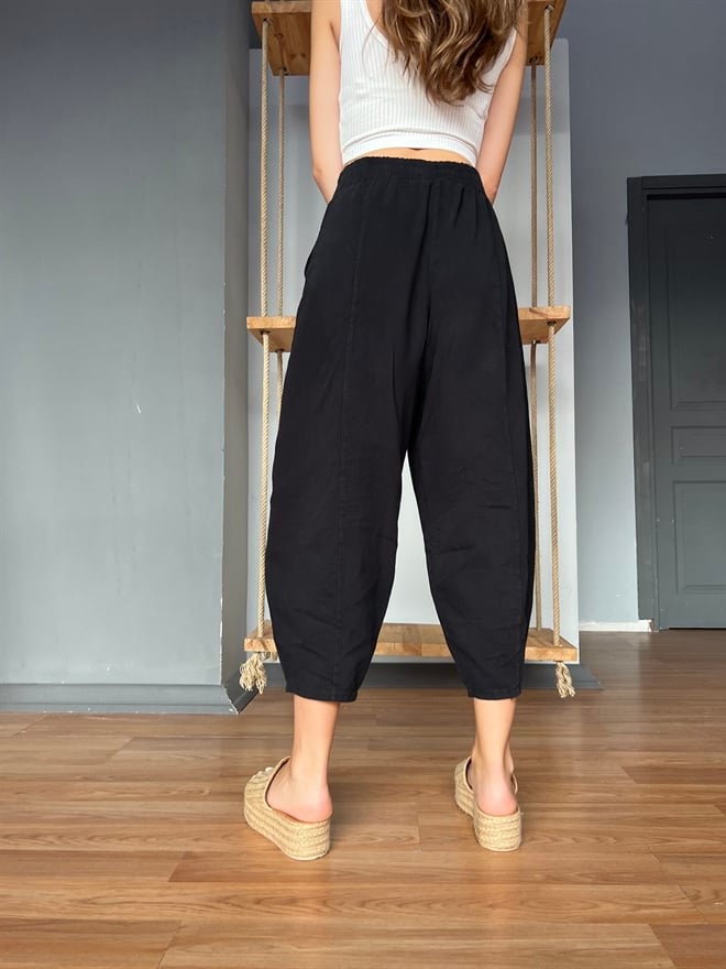Gabardin Şalvar Pantolon - Siyah - Dominatrend