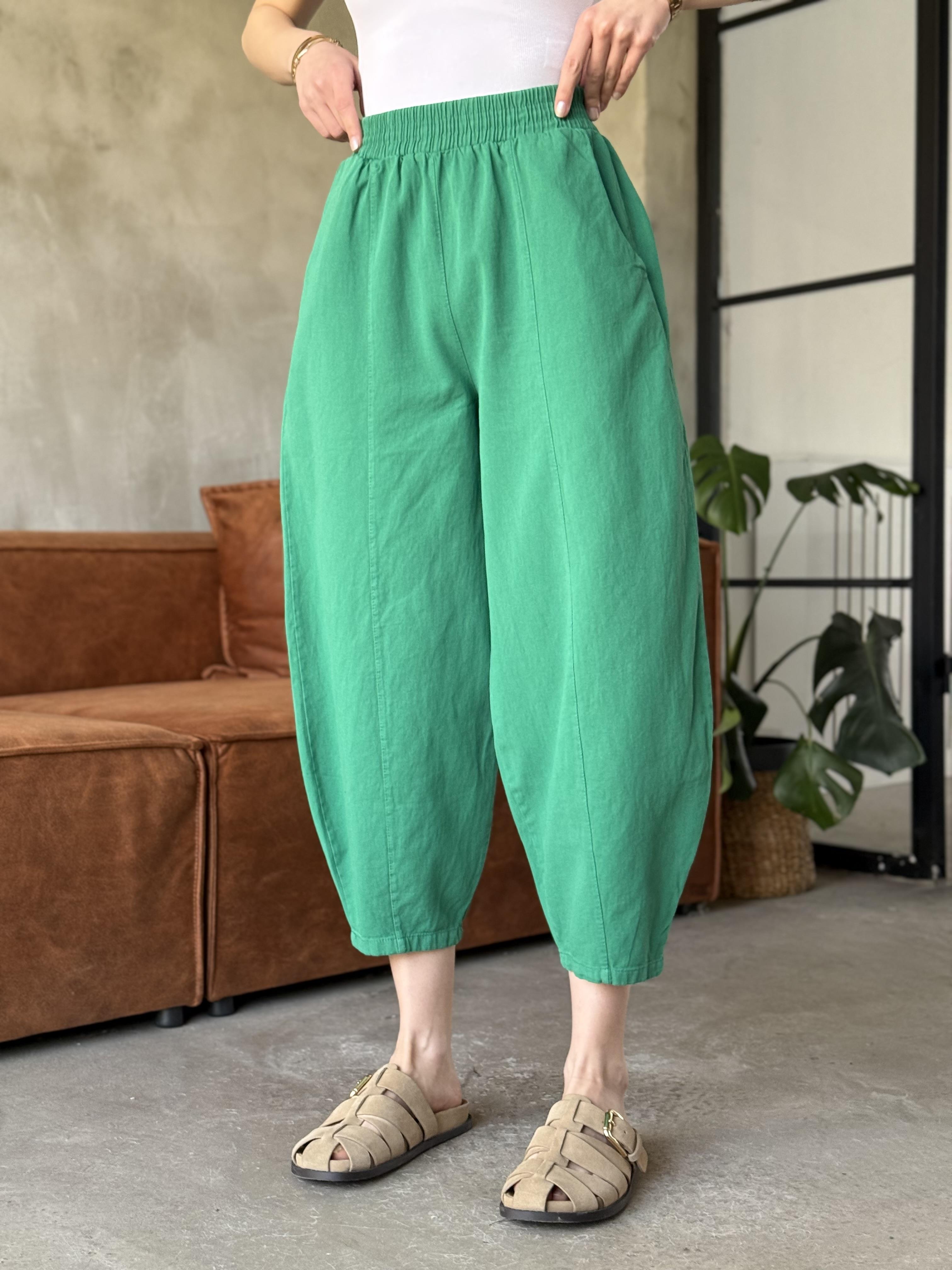 Gabardin Şalvar Pantolon - Yeşil - Dominatrend