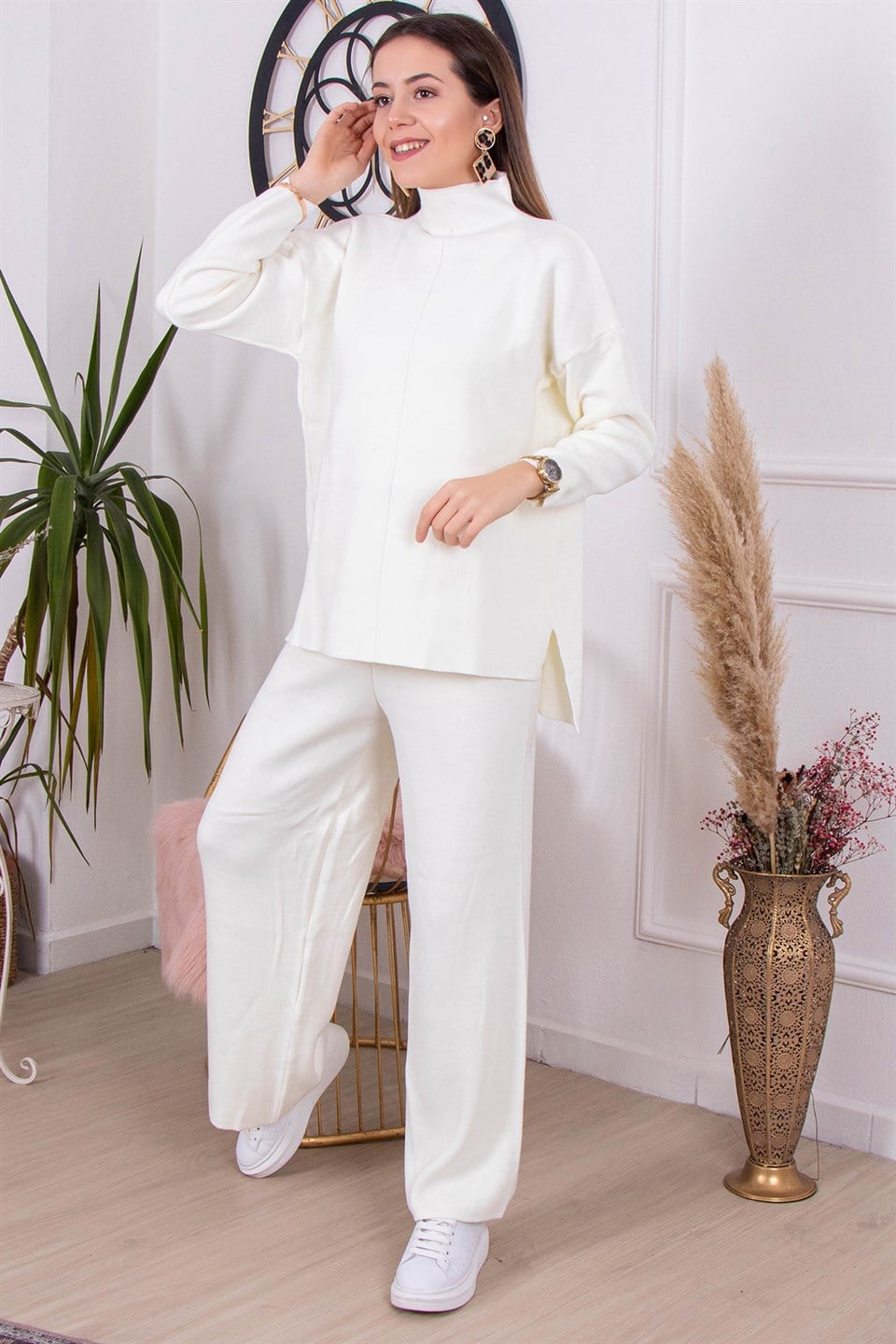 Halter Yaka Basic Takım - Beyaz - Dominatrend