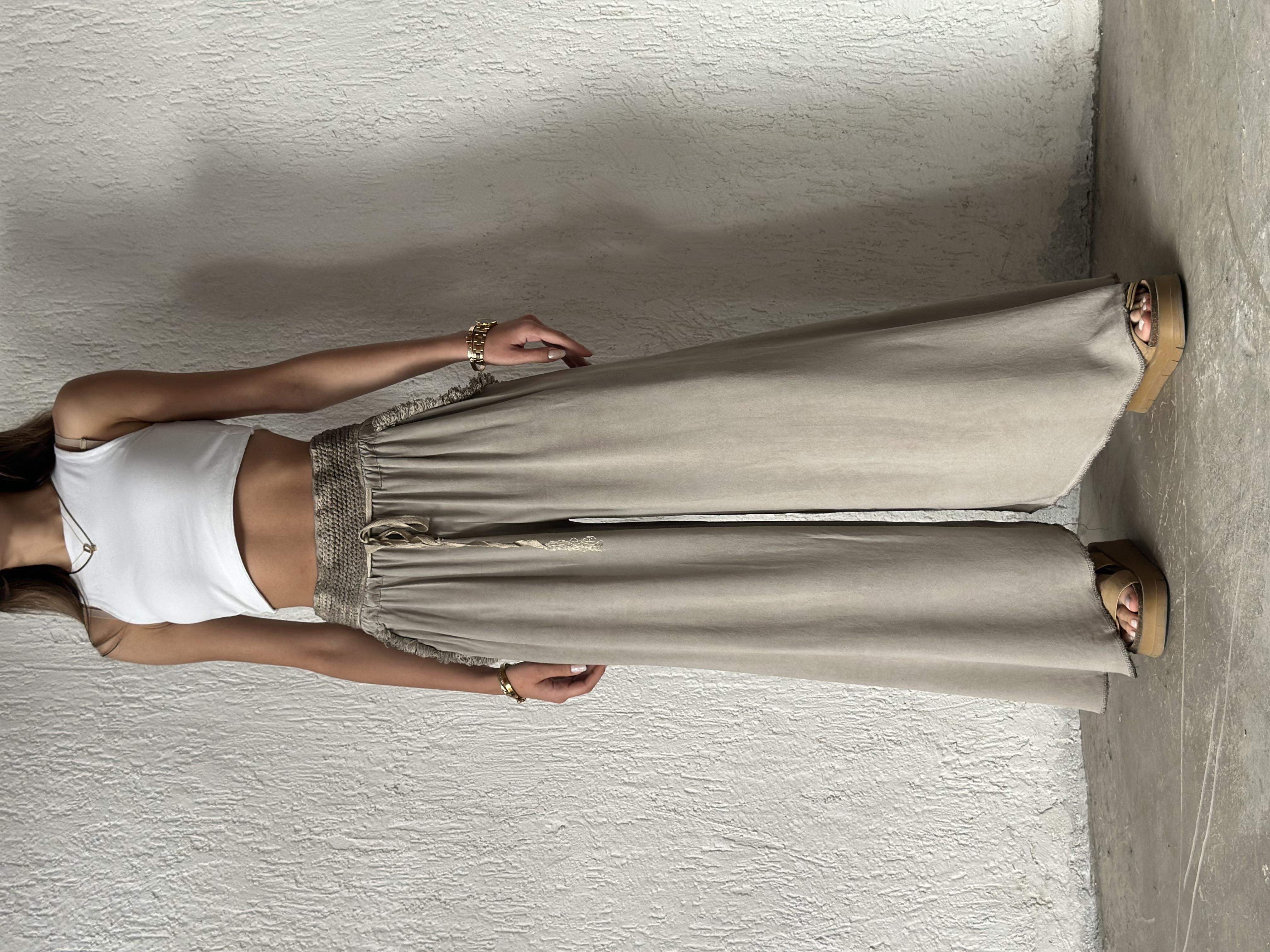 İtalyan Bohem Pantolon - Taş - Dominatrend