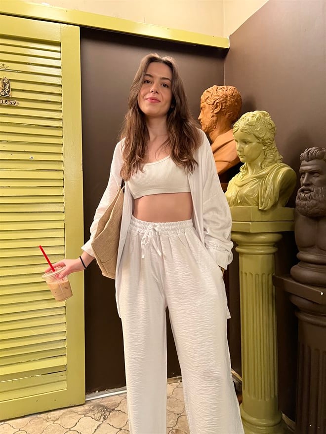 Kimono Pantolon İkili Takım Beyaz - Dominatrend