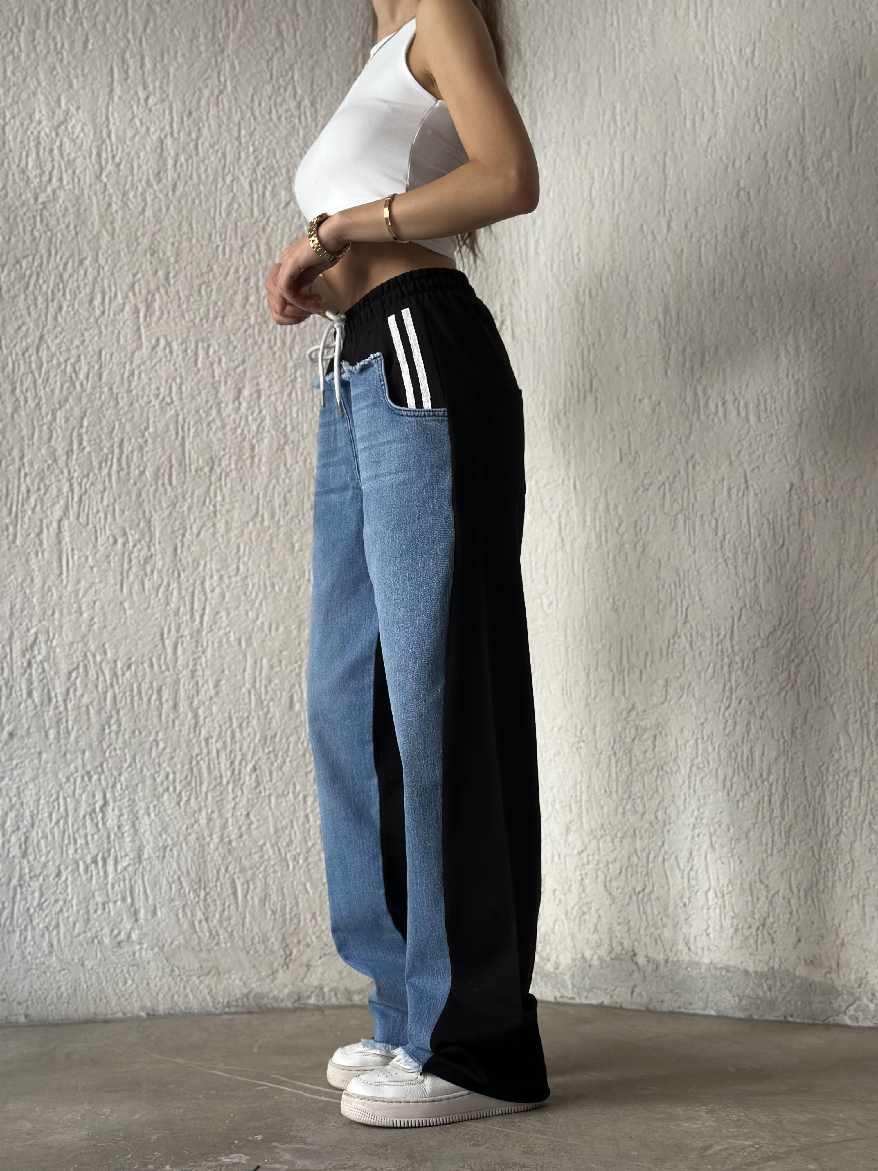 Kot Detay Baggy Eşofman - Siyah - Dominatrend