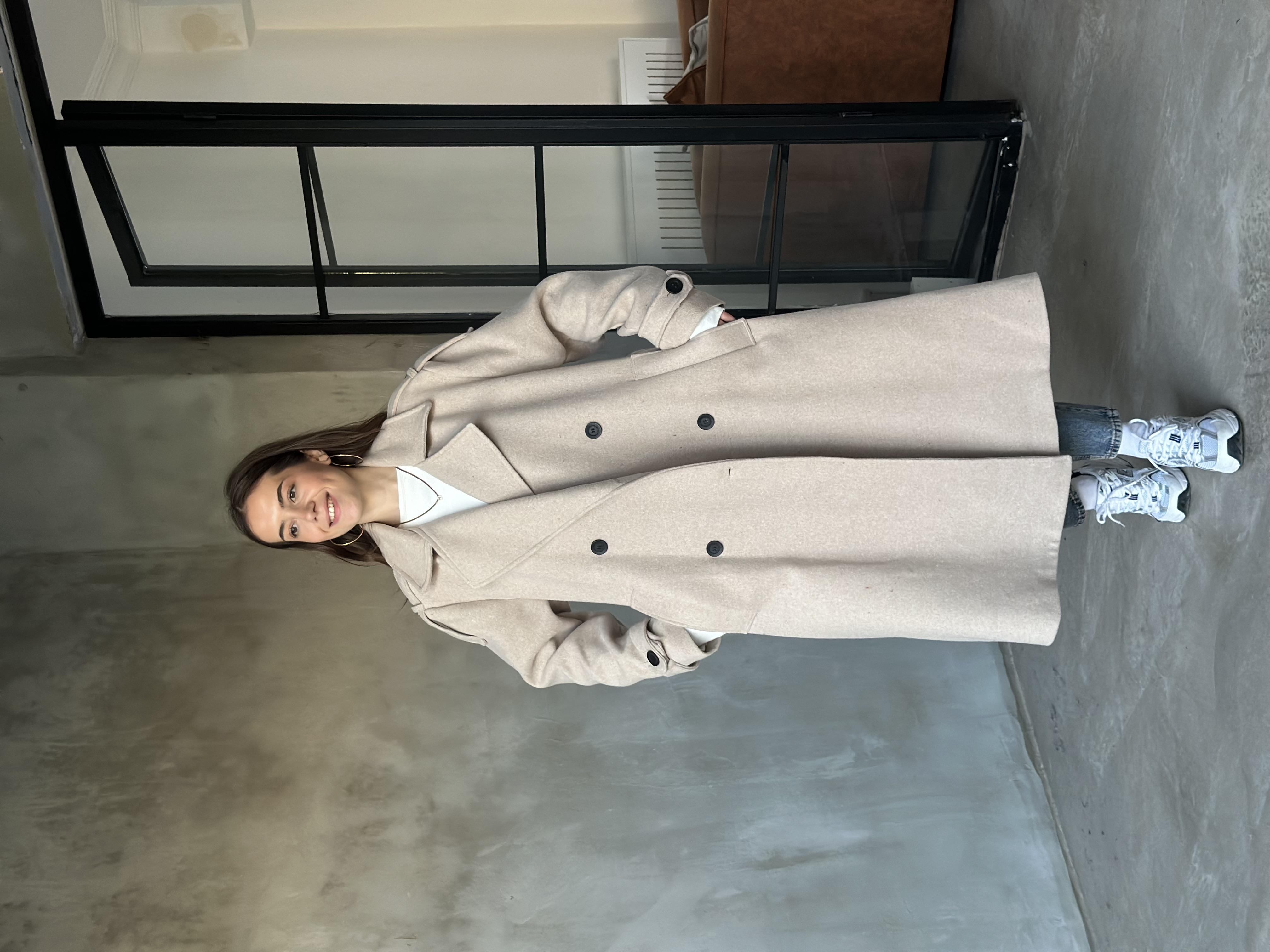 Massi Oversize Kaşe Kaban - Krem - Dominatrend