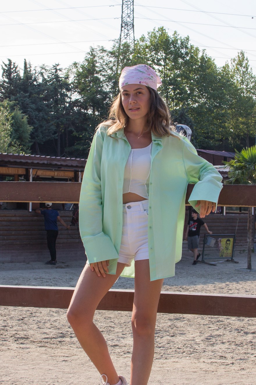 Oversize Gömlek - Fıstık Yeşili - Dominatrend