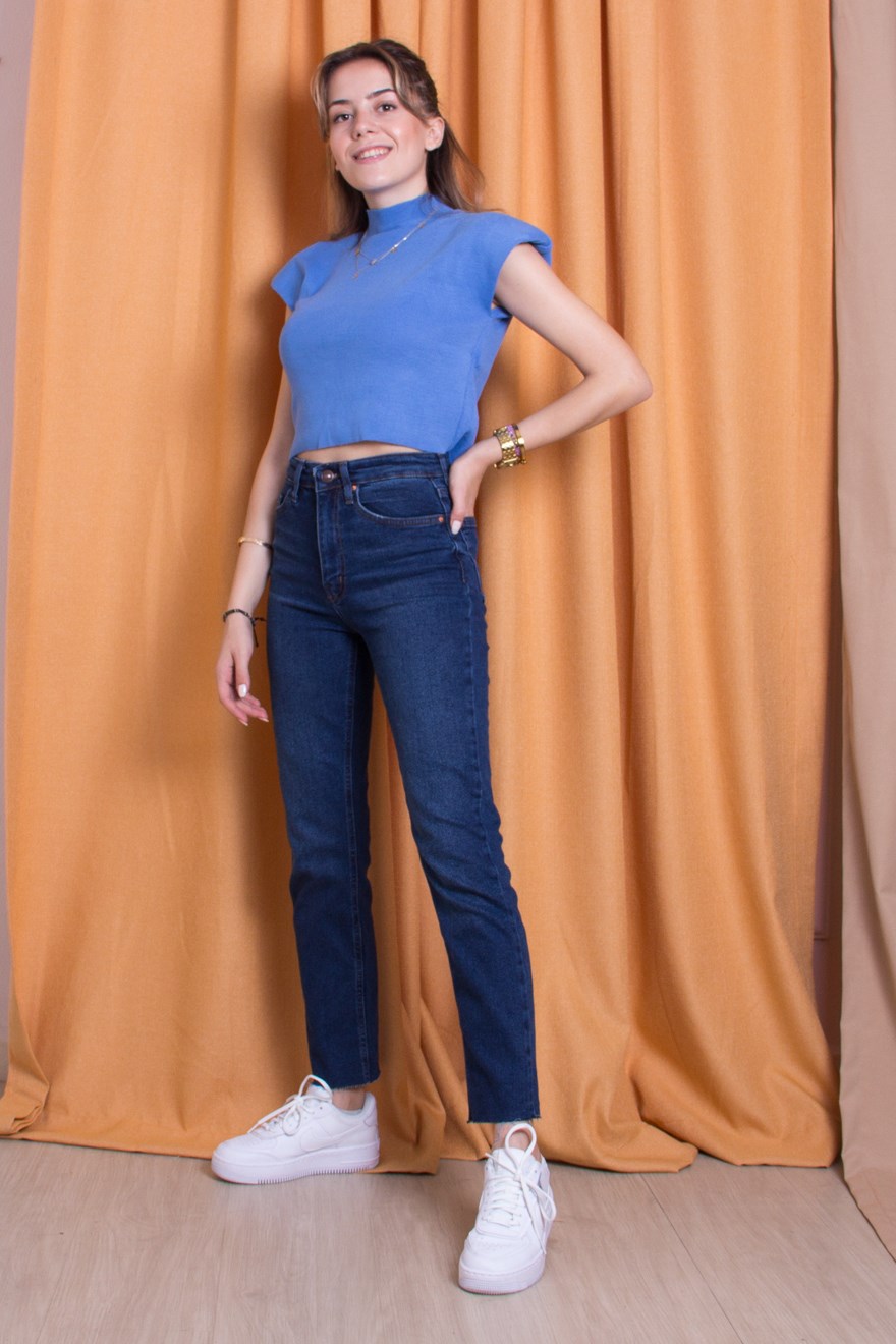 Paça Detay Pantolon - Lacivert - Dominatrend