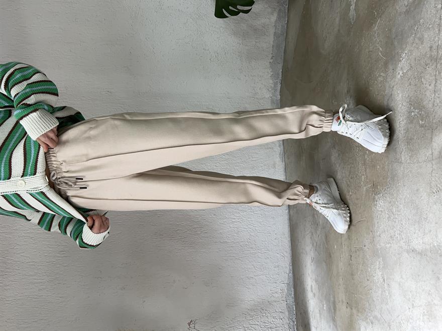 Paça Lastikli Jogger Pantolon - Bej - Dominatrend
