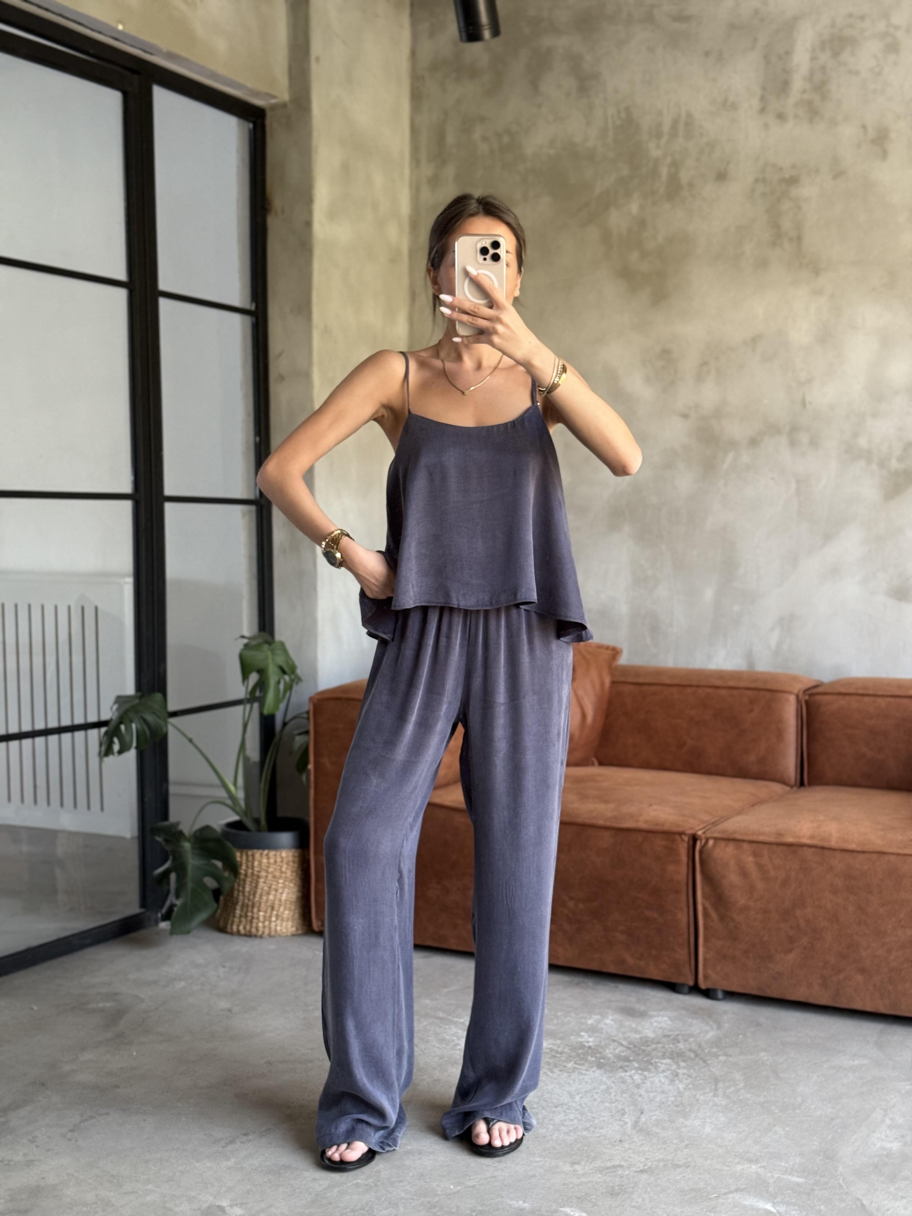 Premium Askılı Bluzlu Takım- Lacivert - Dominatrend