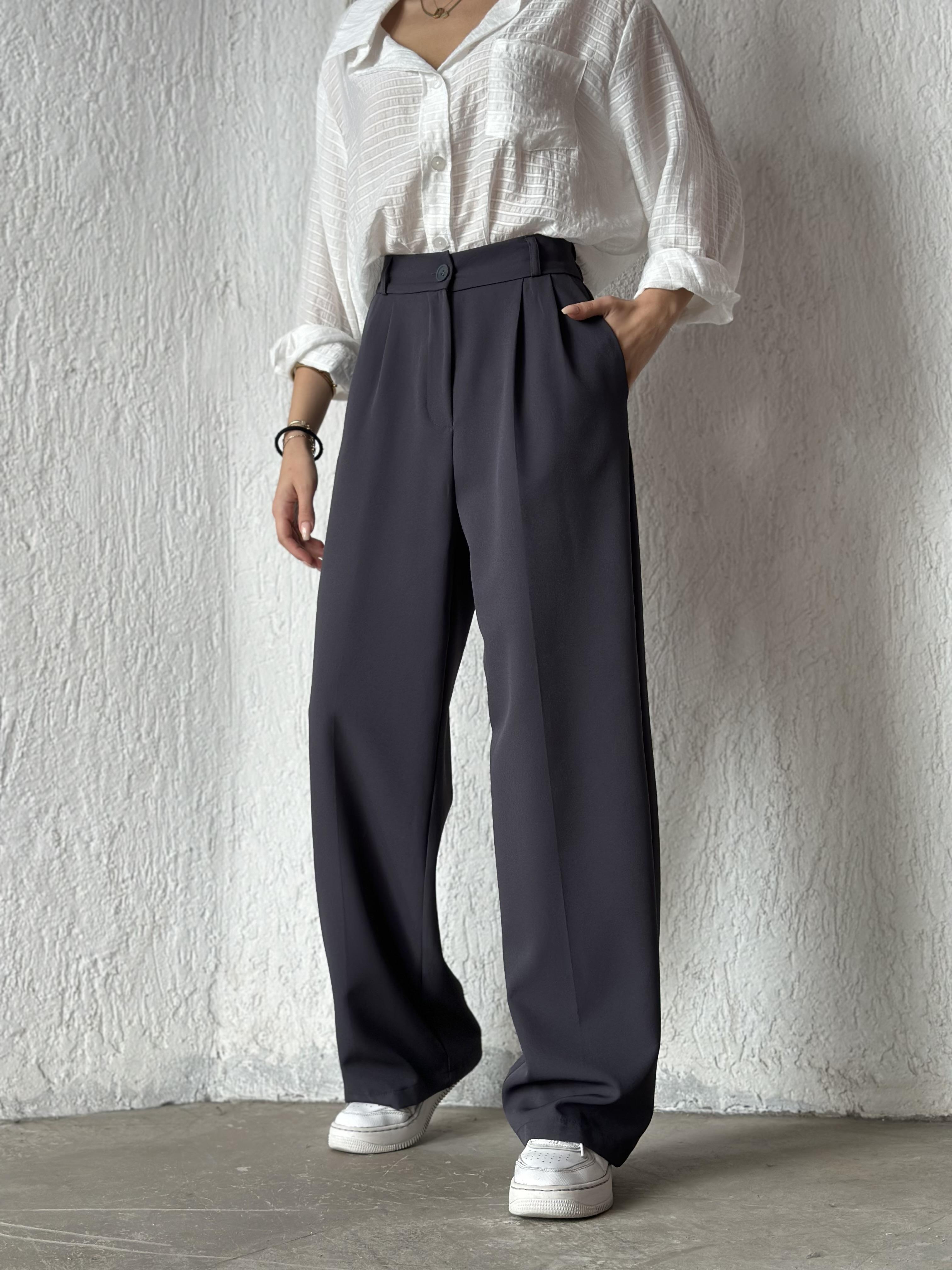 Premium Bel Lastikli Palazzo - Füme - Dominatrend