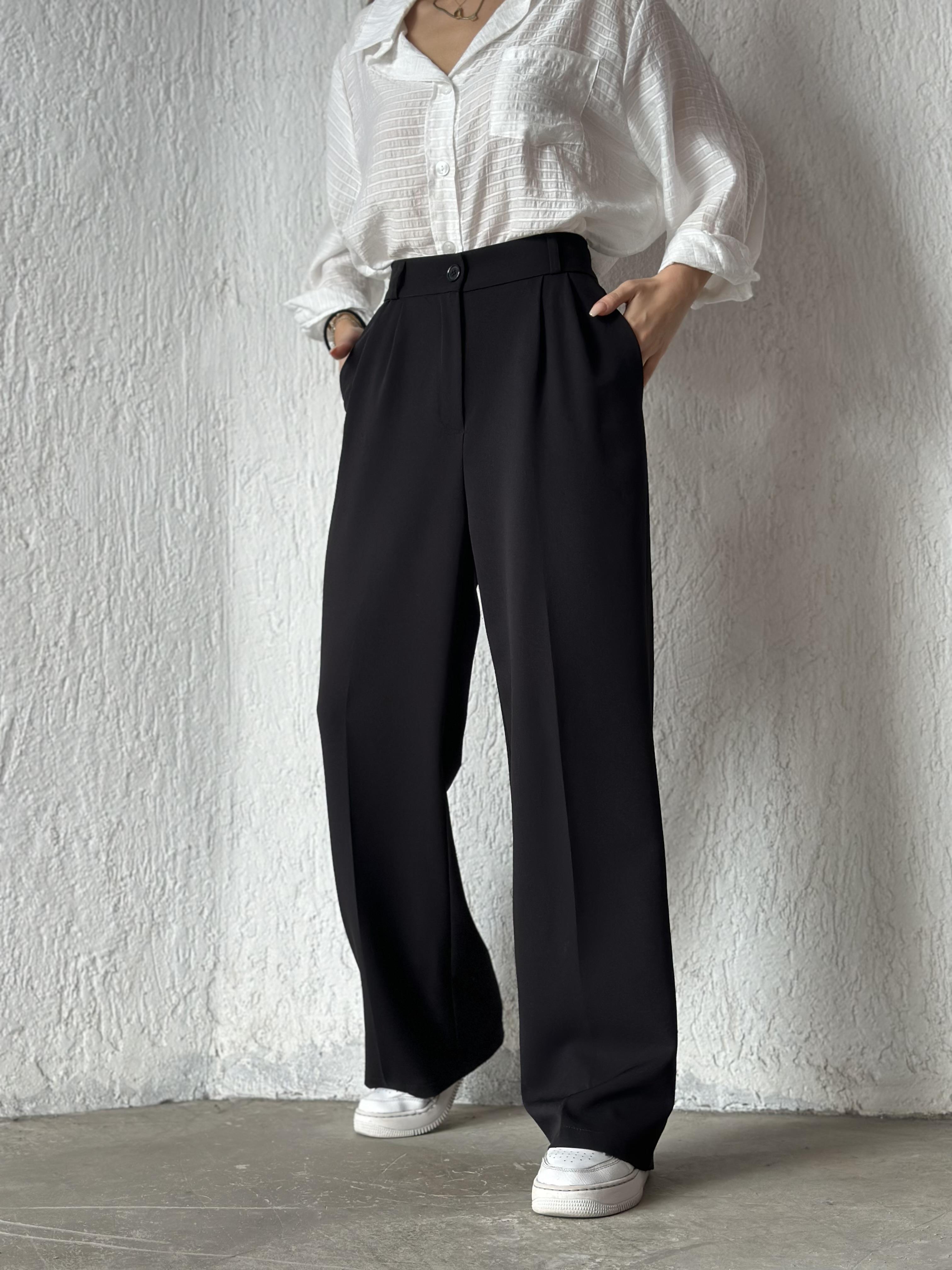 Premium Bel Lastikli Palazzo - Siyah - Dominatrend