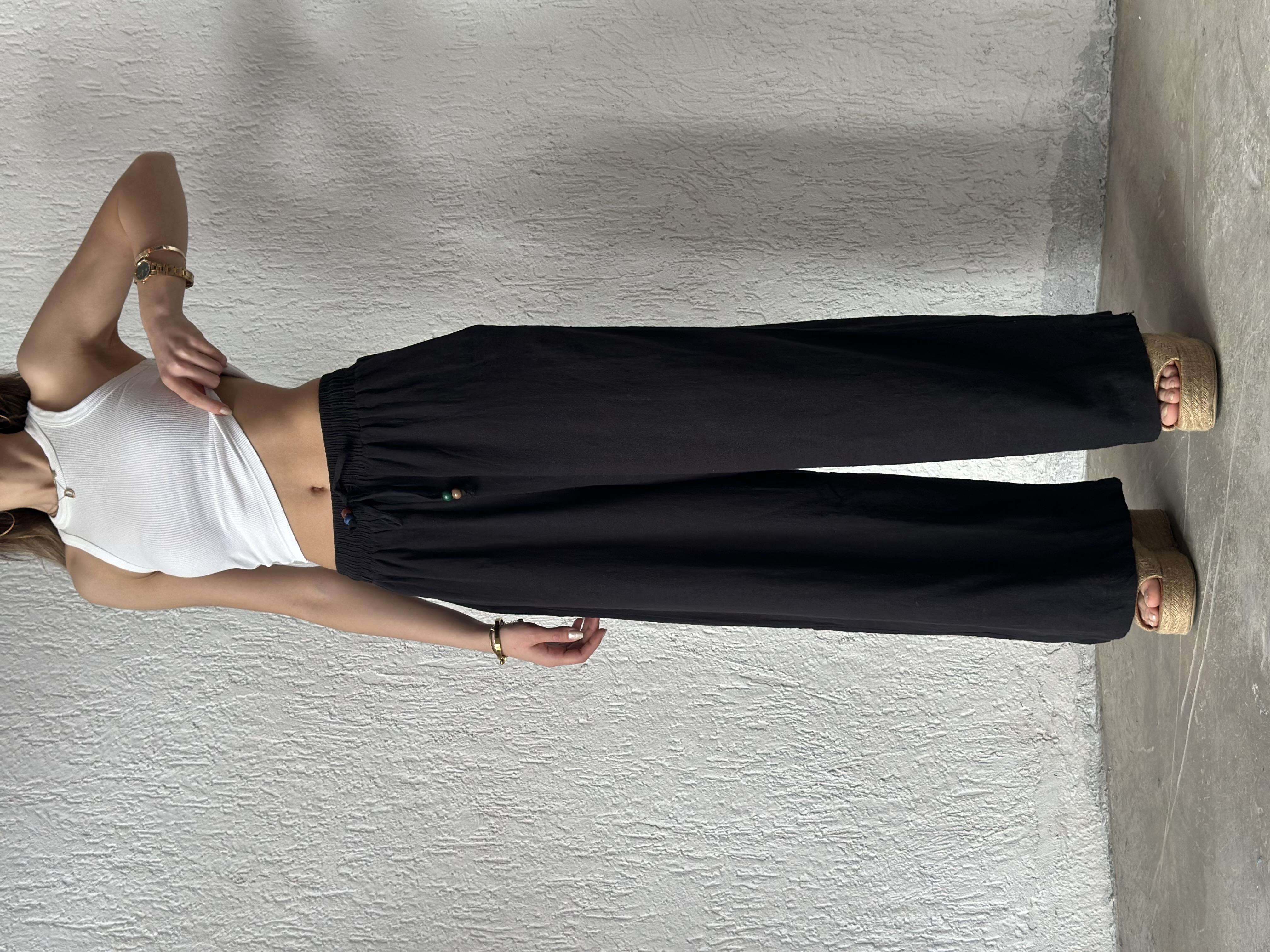 Ruby Keten Salaş Pantolon - Siyah - Dominatrend