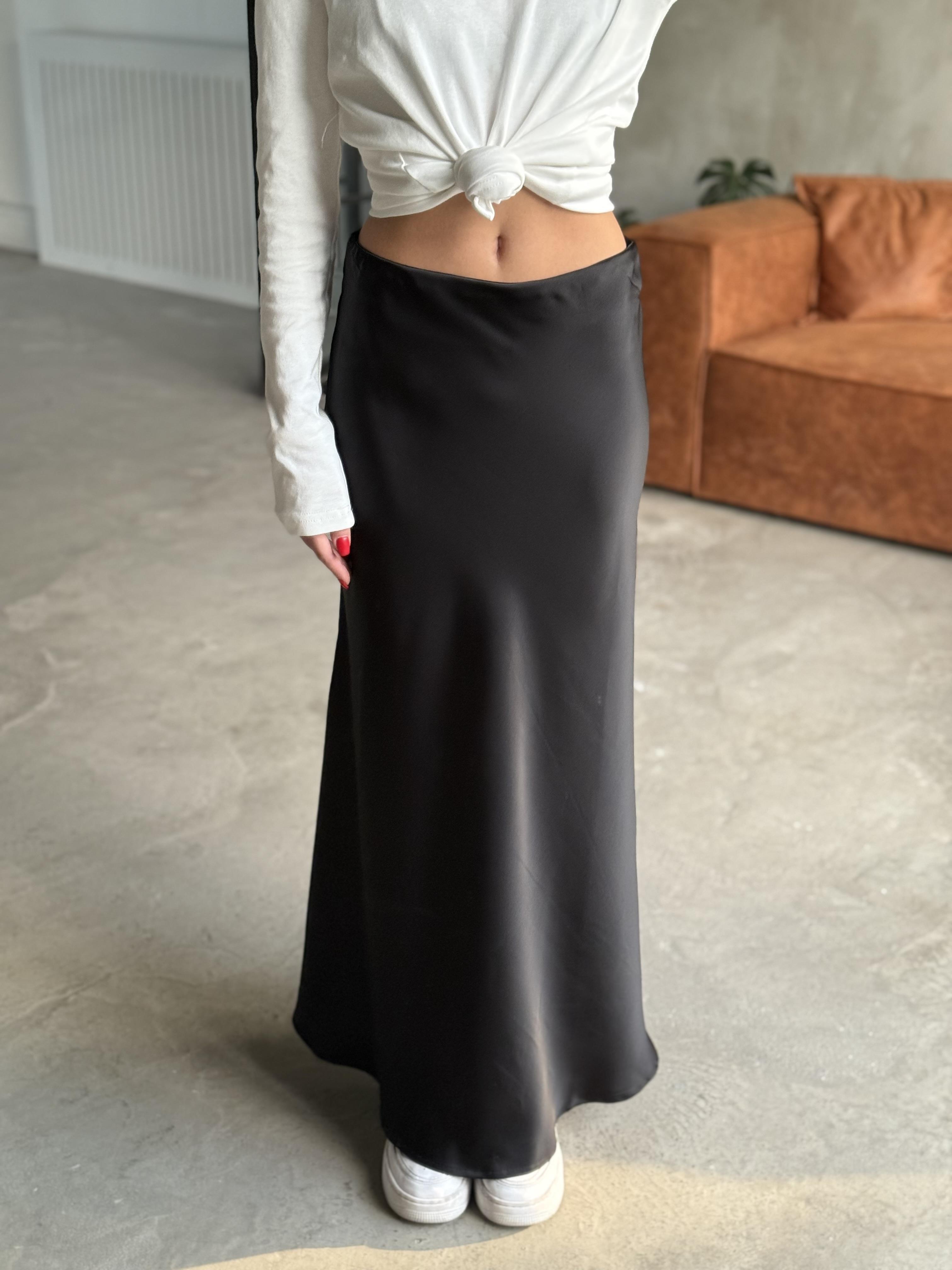 Siyah Maxi Saten Etek  - Dominatrend