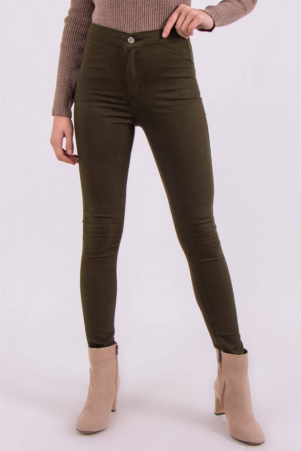 Skinny Pantolon - Haki - Dominatrend