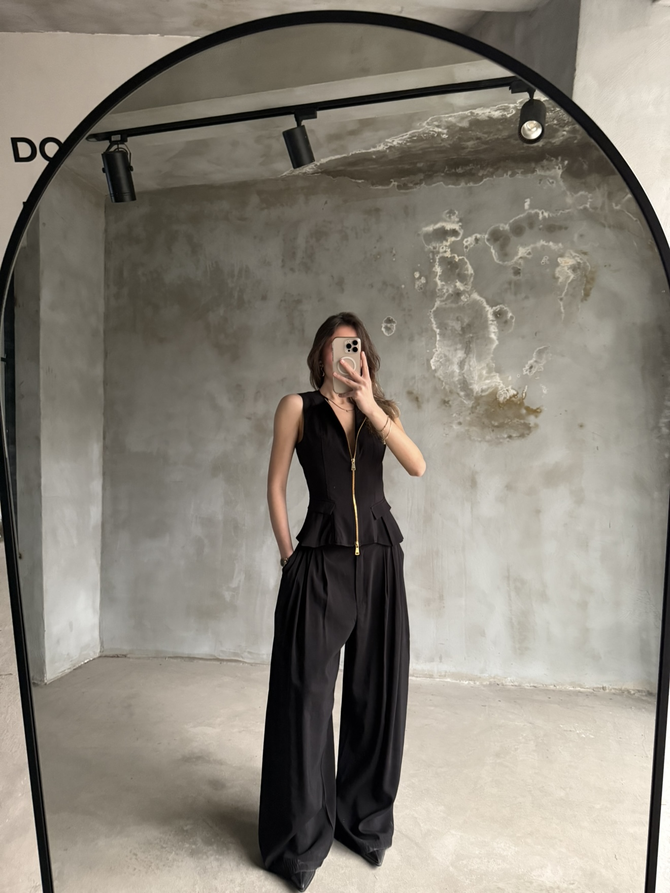 Tencel Çift Fermuarlı Yelekli Takım - Siyah - Dominatrend