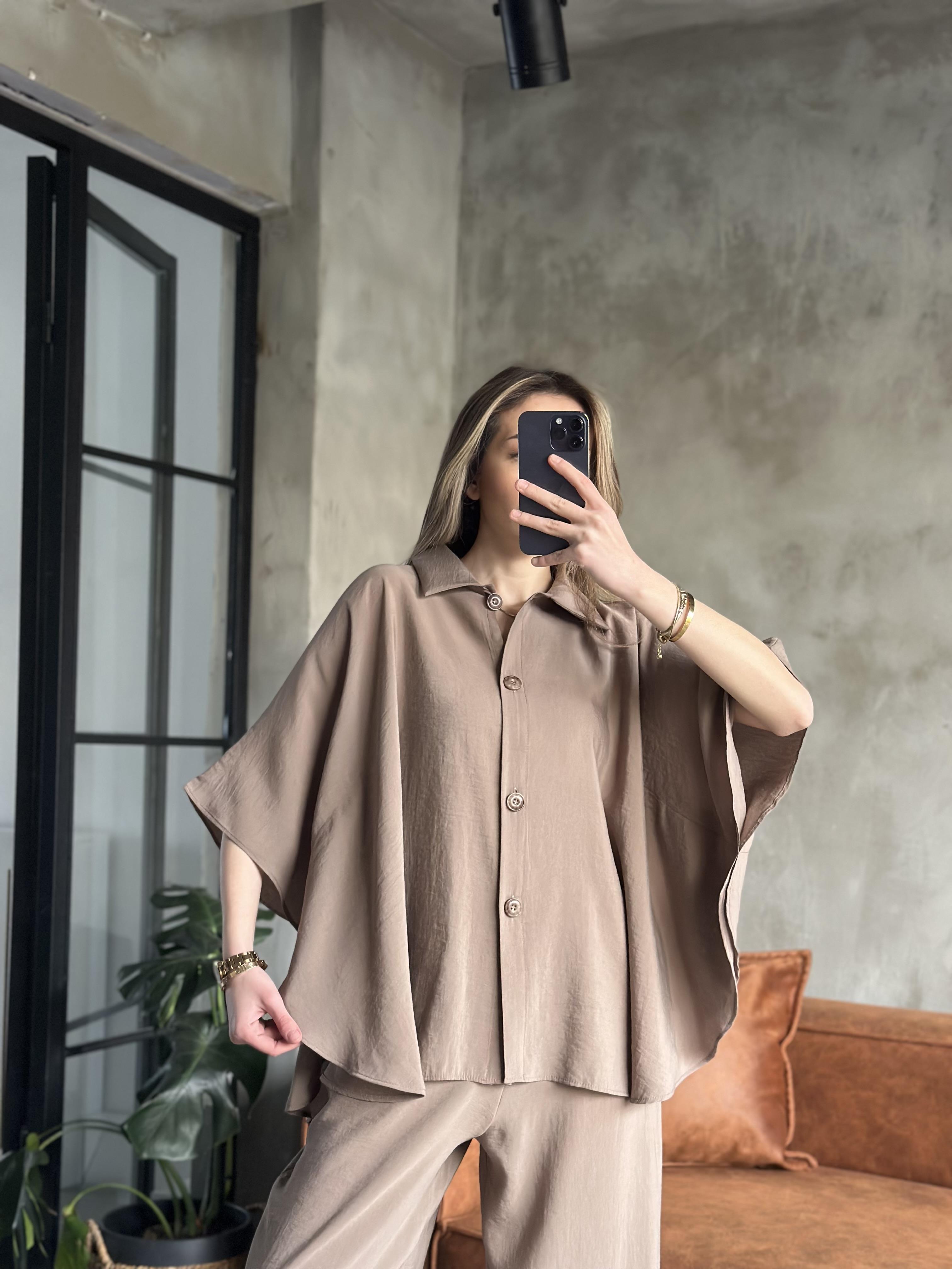 Tencel Modal Yarasa Kol Takım - Camel - Dominatrend