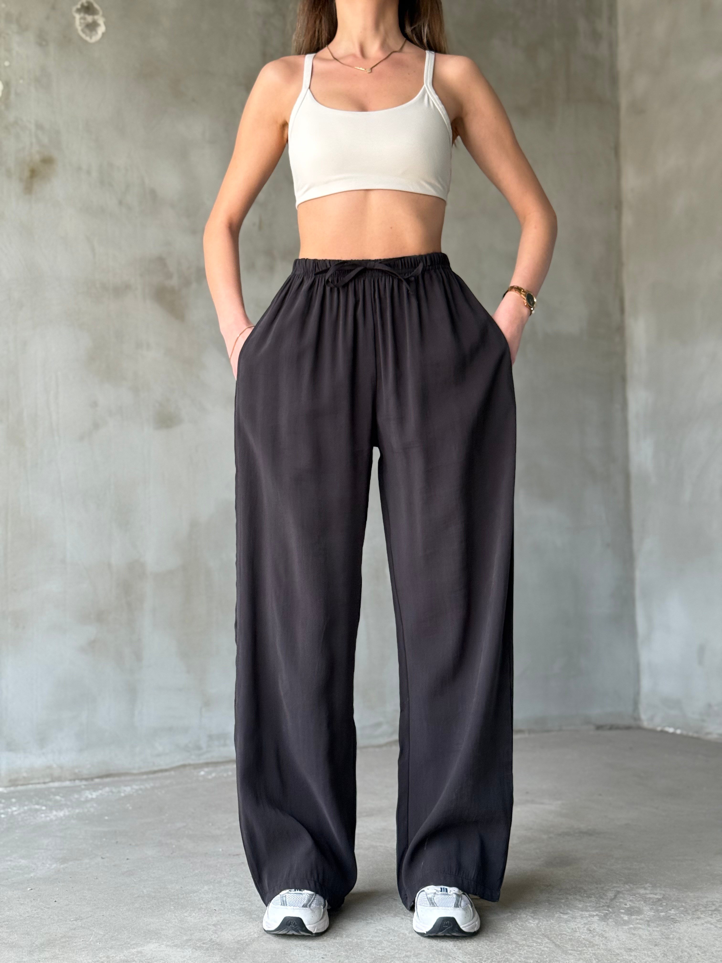 Tencel Salaş Pantolon - Siyah - Dominatrend