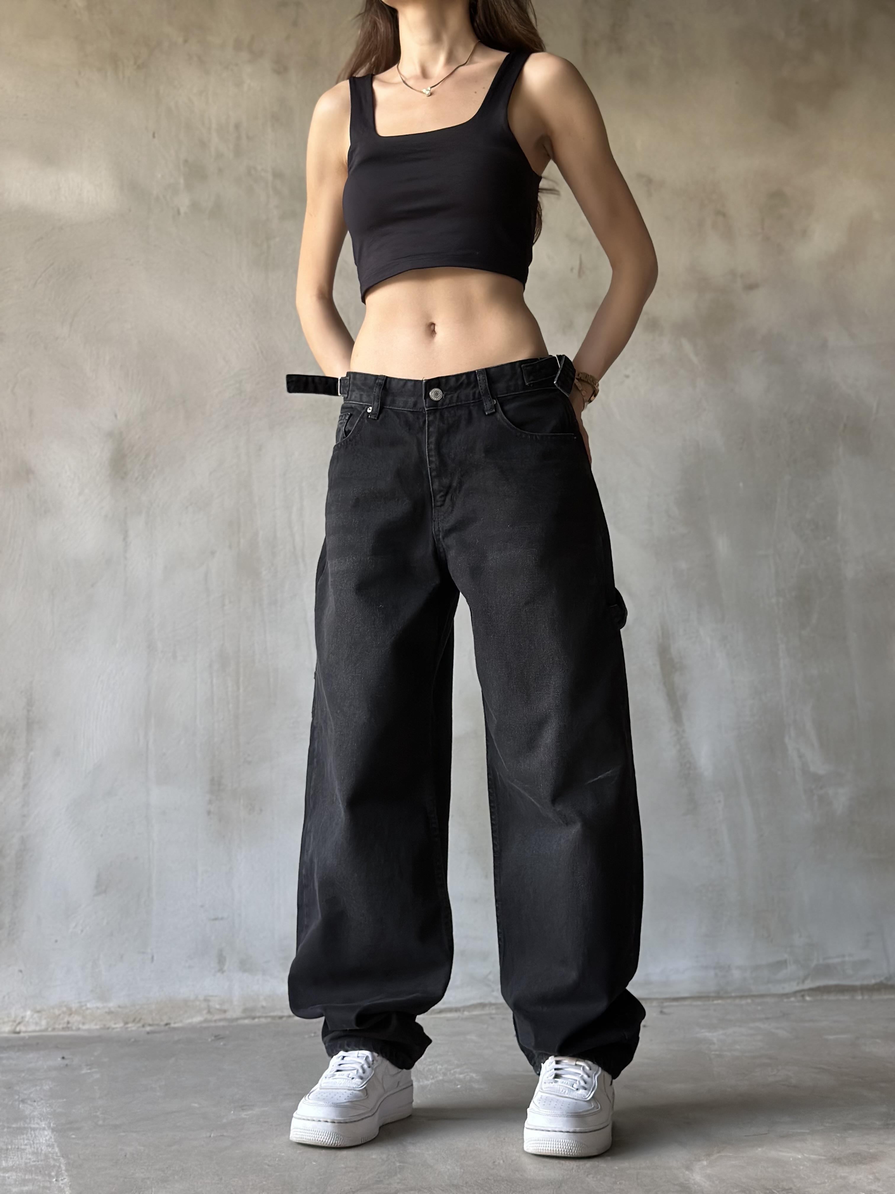 Tokalı Kargo Baggy Jean - Siyah - Dominatrend