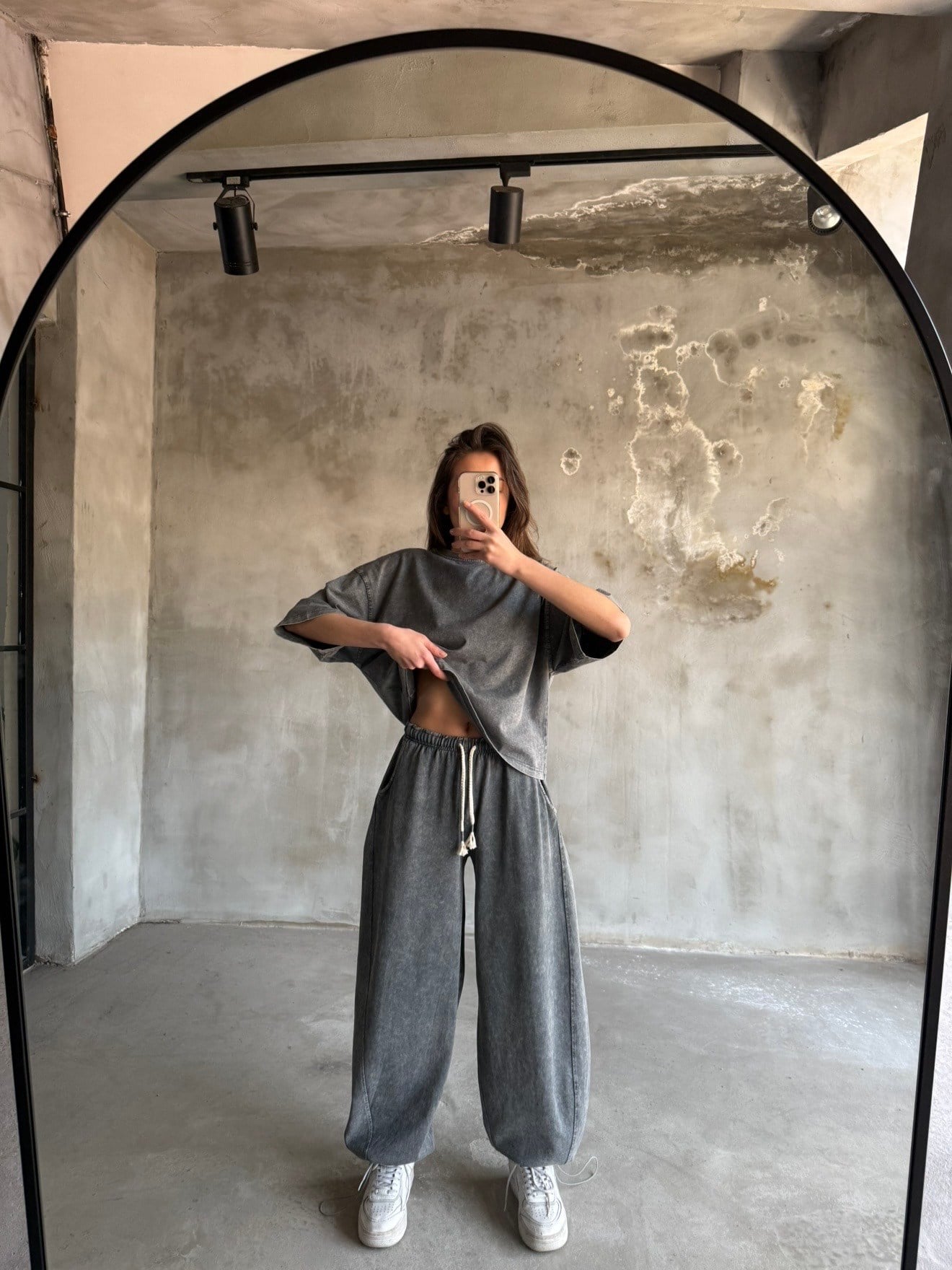 Unisex Yıkamalı Stoperli Takım - Gri - Dominatrend