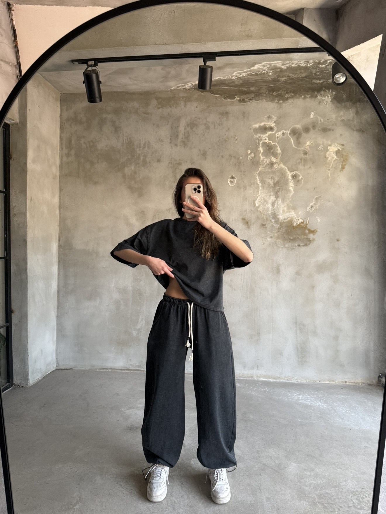 Unisex Yıkamalı Stoperli Takım - Siyah - Dominatrend