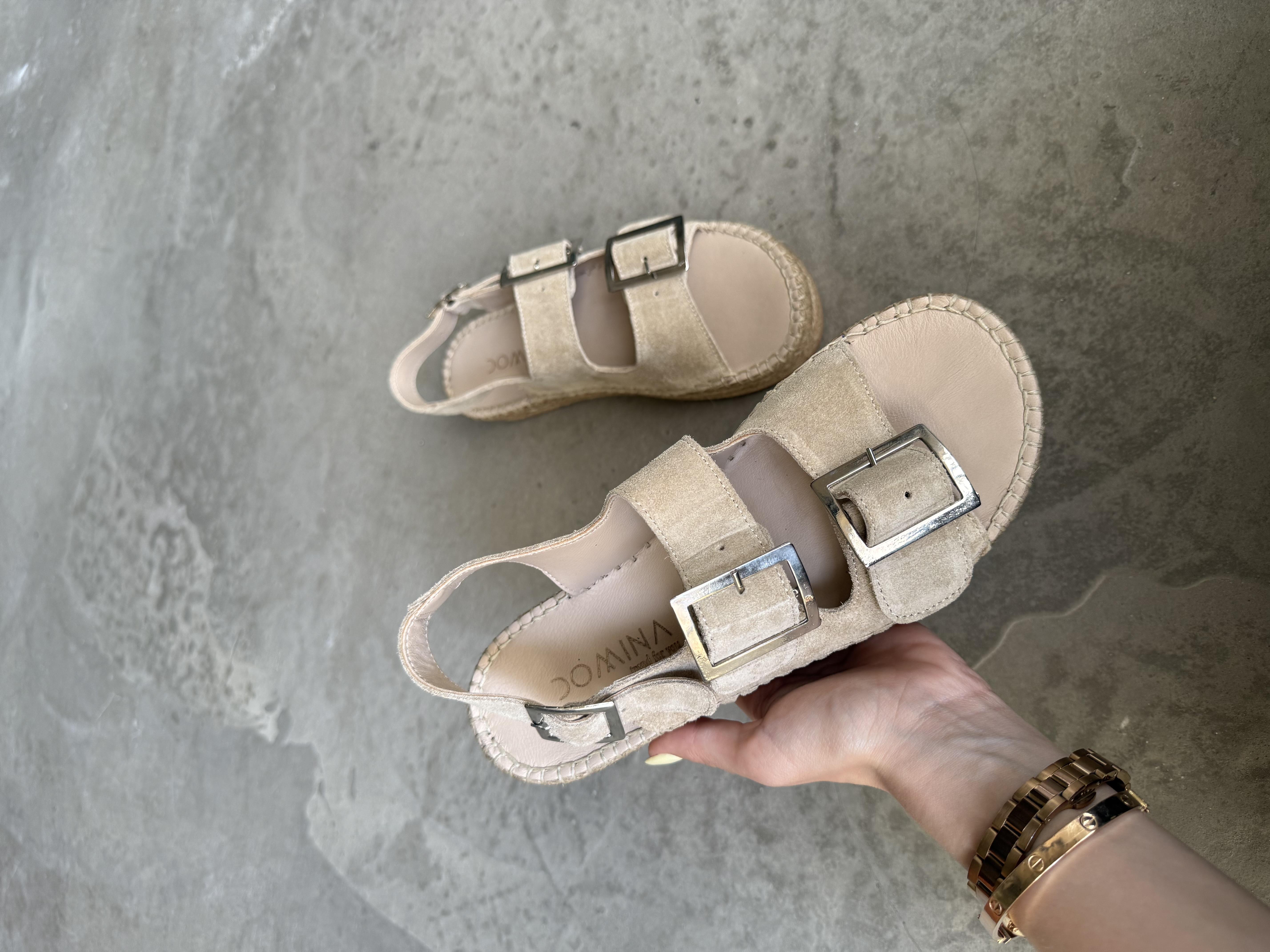 Voleur Hakiki Deri Espadril Sandalet  - Taş - Dominatrend