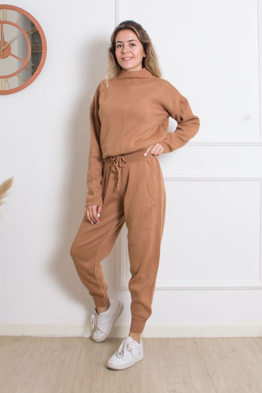 Yarım Balıkçı Yaka İkili Takım - Camel - Dominatrend