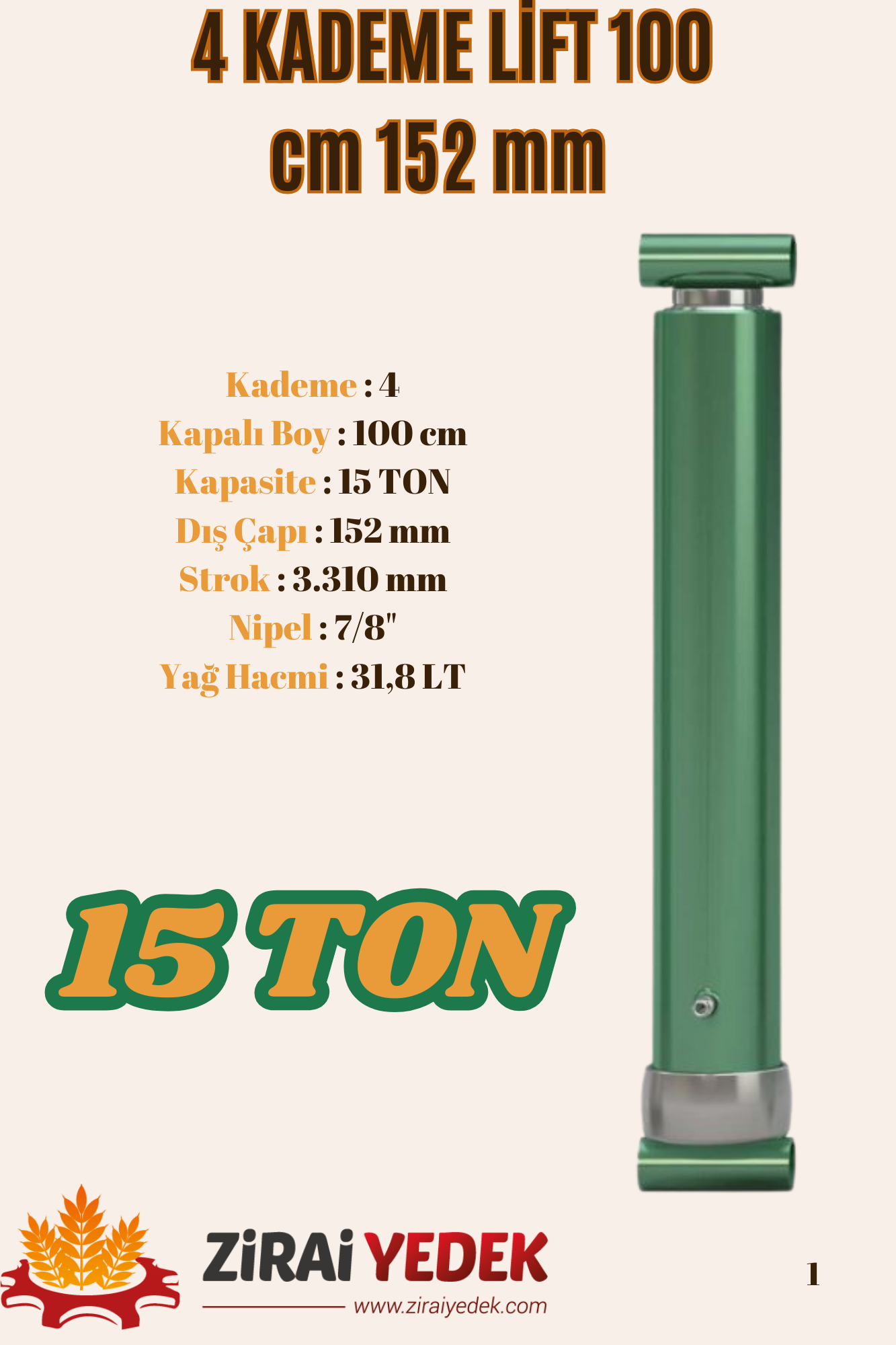4 KADEMELİ LİFT 100 CM 15 TON4 KADEMELİ LİFT 100 CM 15 TON