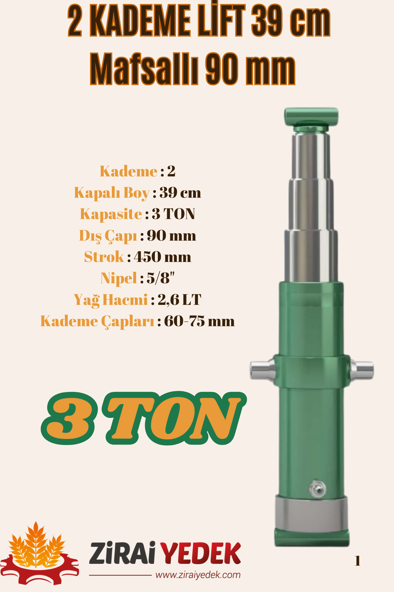 2 KADEMELİ LİFT 39 CM 3 TON MAFSALLI2 KADEMELİ LİFT 39 CM 3 TON MAFSALLI