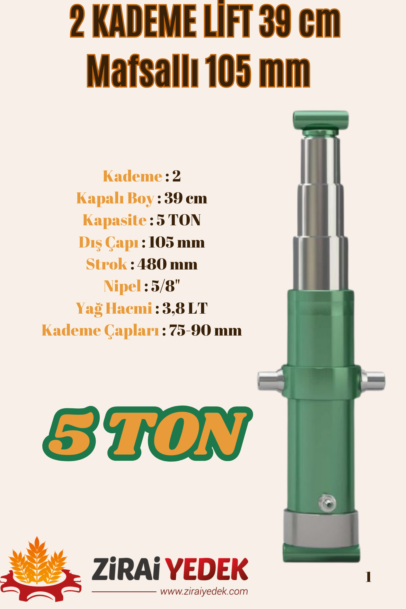 2 KADEMELİ LİFT 39 CM 5 TON MAFSALLI2 KADEMELİ LİFT 39 CM 5 TON MAFSALLI