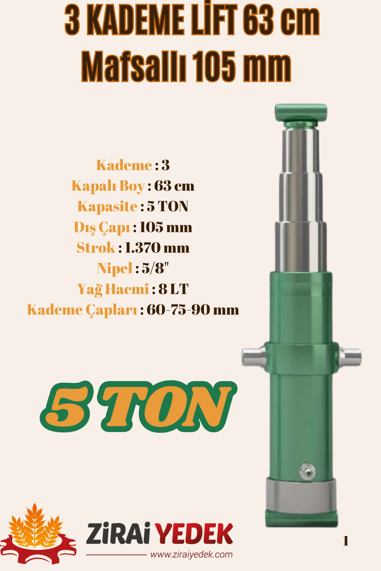 3 KADEMELİ LİFT 63 CM 5 TON MAFSALLI3 KADEMELİ LİFT 63 CM 5 TON MAFSALLI