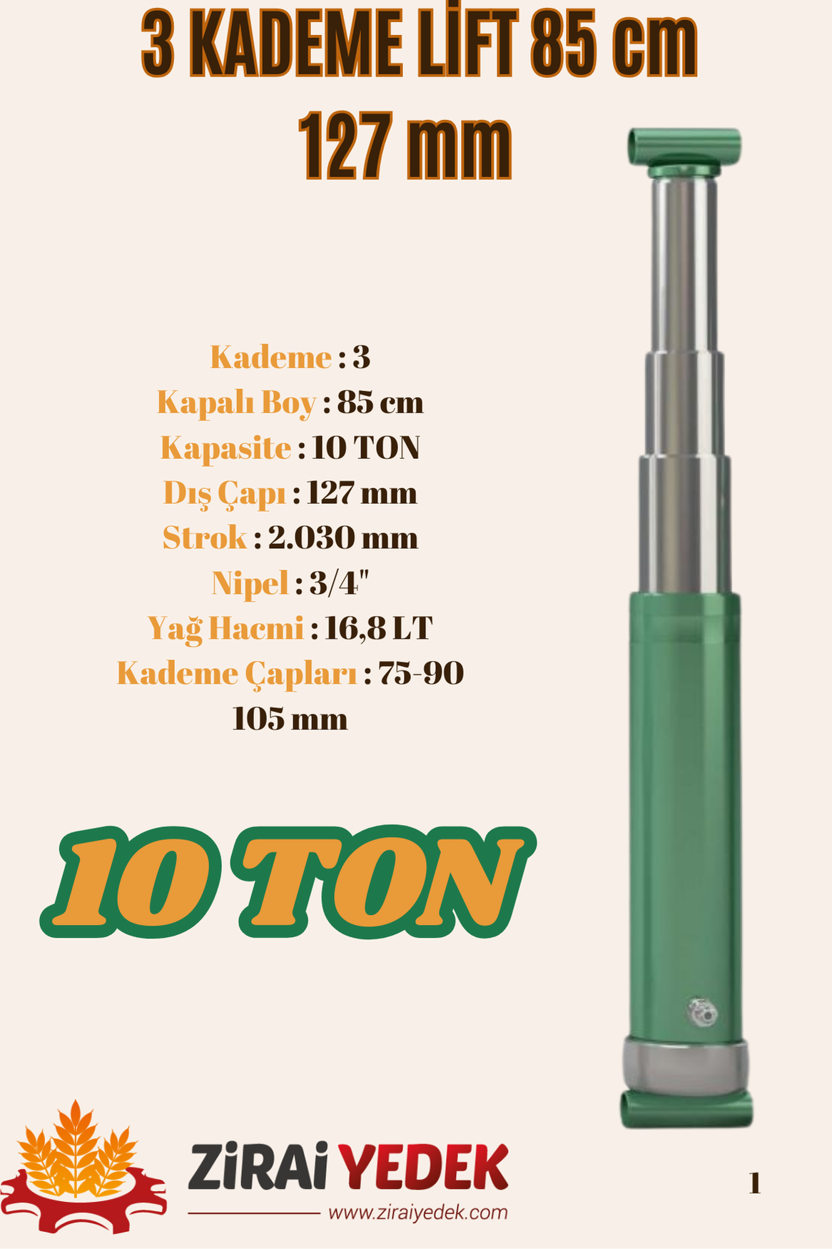 3 KADEMELİ LİFT 85 CM 10 TON3 KADEMELİ LİFT 85 CM 10 TON