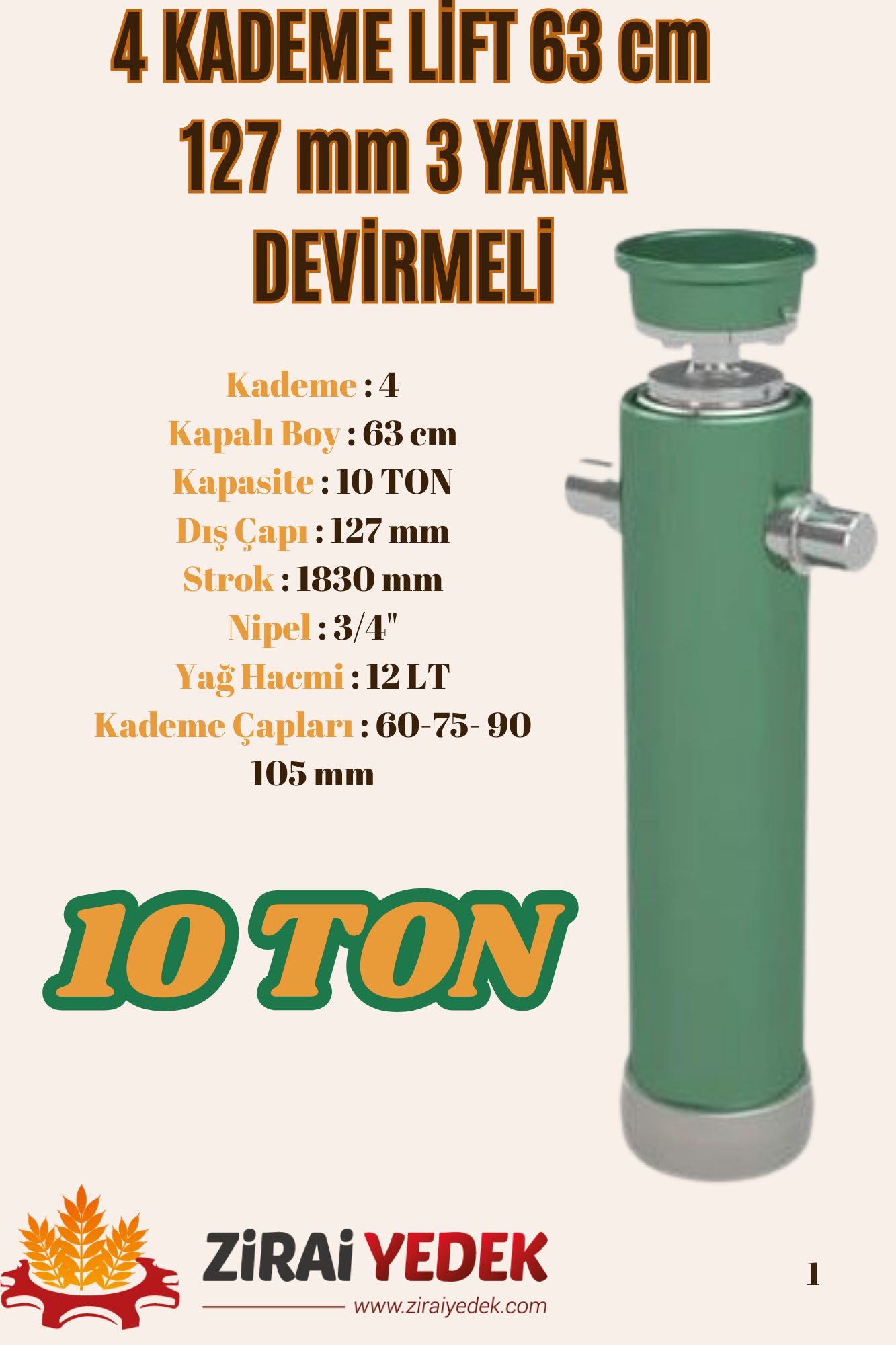 4 KADEMELİ LİFT 63 CM 10 TON ÜÇ YANA DEVİRMELİ4 KADEMELİ LİFT 63 CM 10 TON ÜÇ YANA DEVİRMELİ